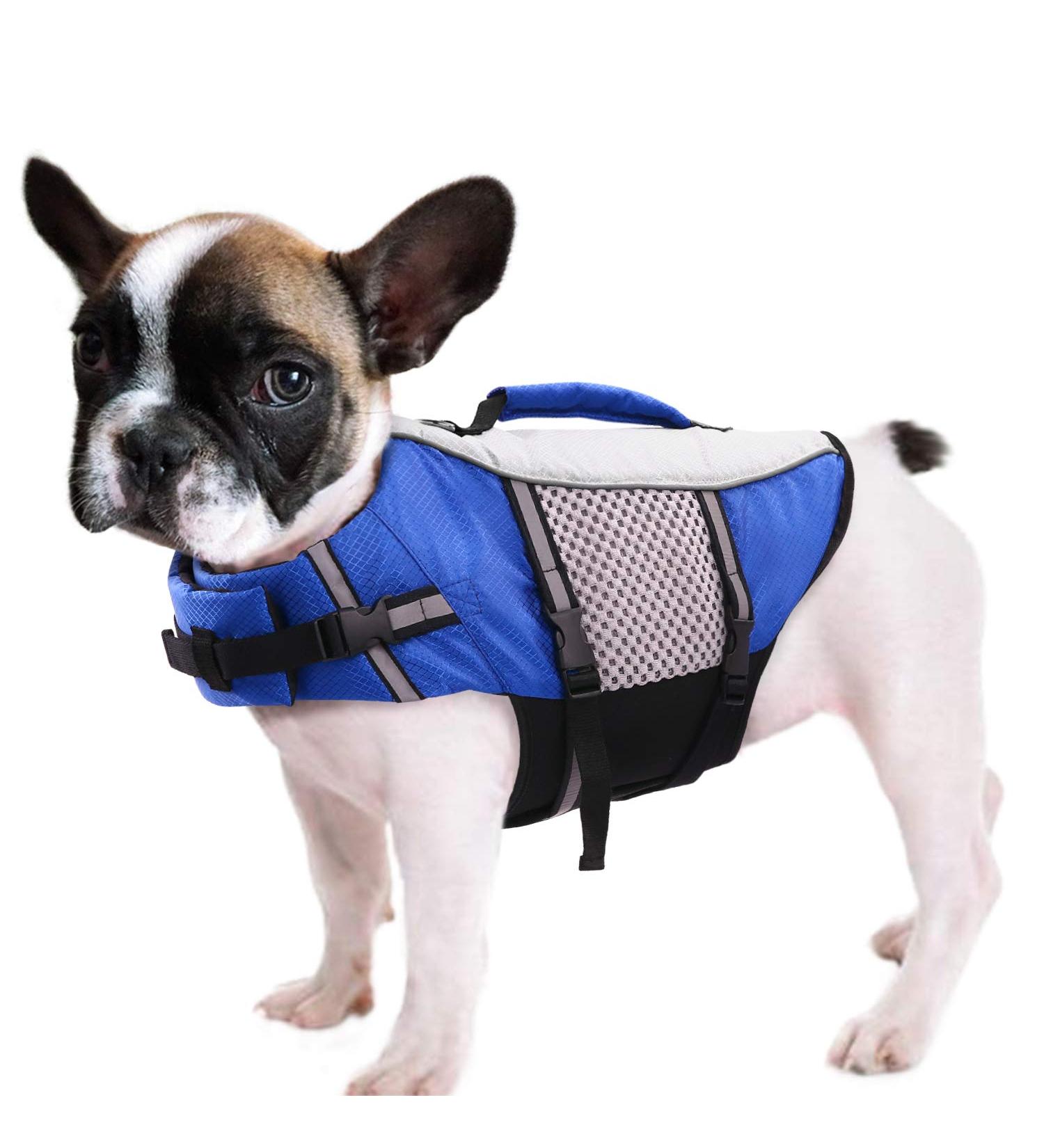 Cit toile Adjustable Life Jacket for Small Dogs - Breathable & Comfortable Dog Vest with Handle for Safe Swimming Paddle Canoe Kayak - Blue Size S - Buy Online on GoSupps.com
