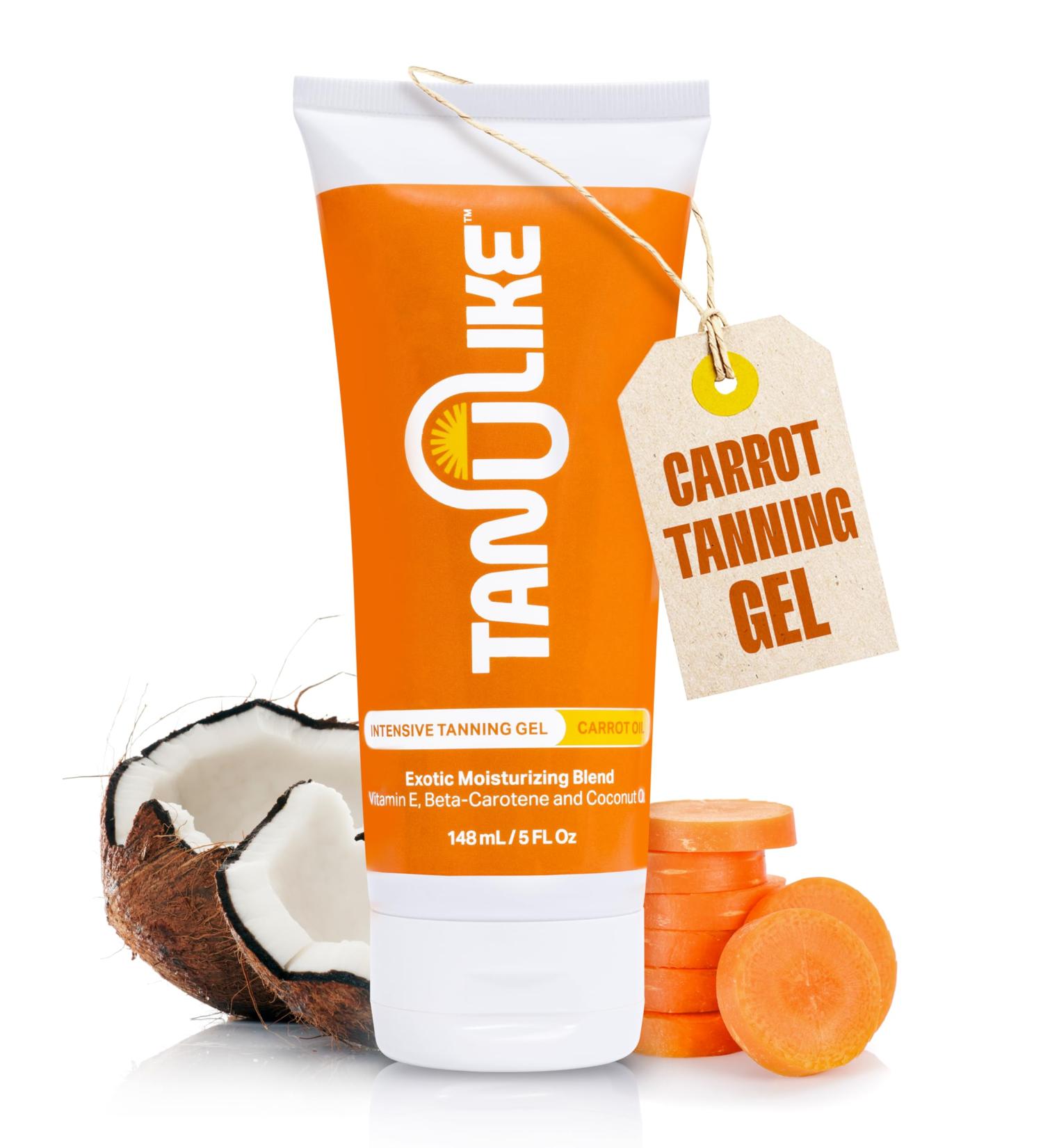 Exotic Carrot Tanning Gel - Hydrating Formula with Vitamin E & Beta-Carotene - Tropical Coconut Scent - 148ml - International Shipping Available - Buy Online on GoSupps.com