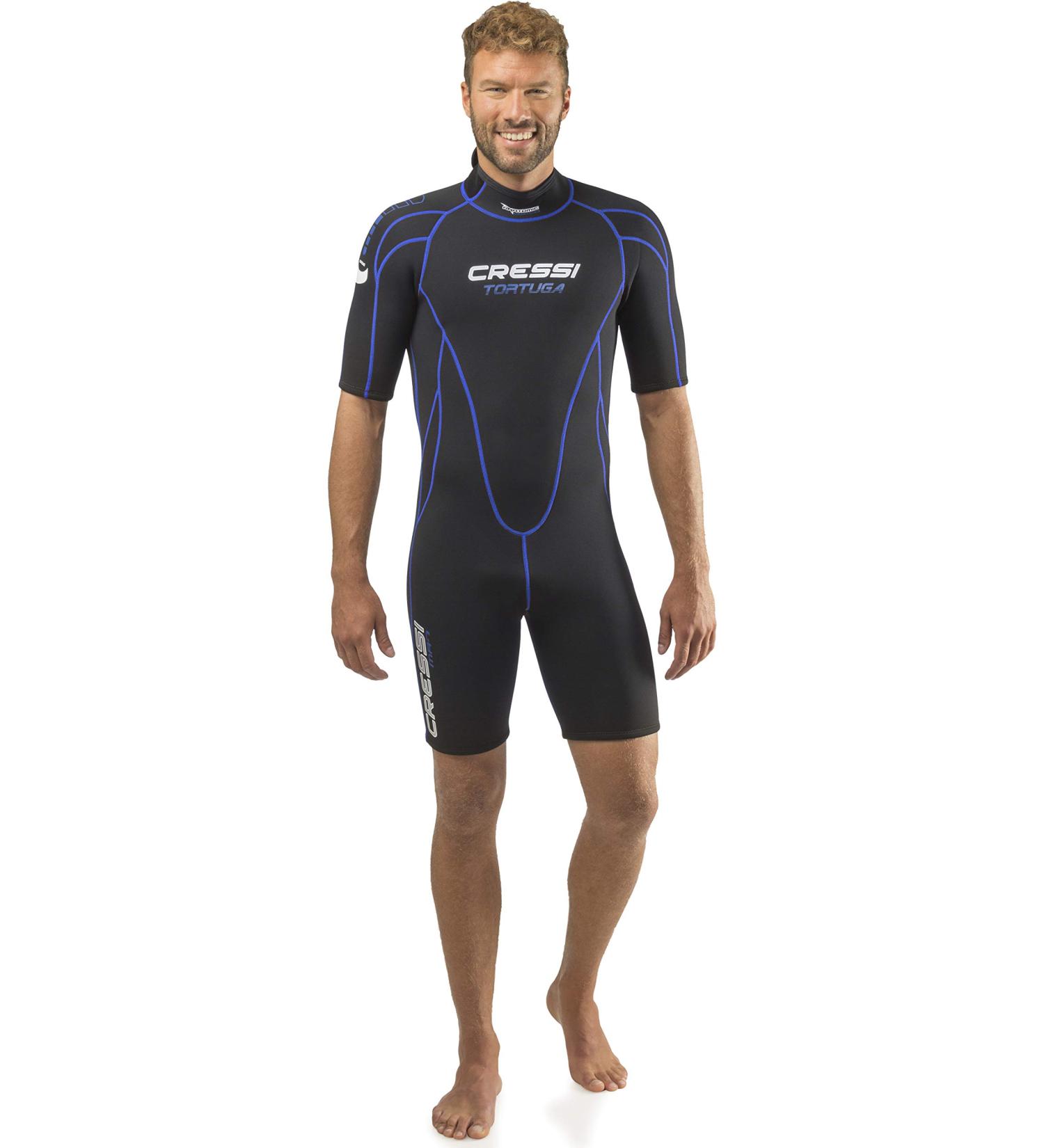 Cressi Men's 2.5mm Shorty Wetsuit for Warm Water Activities - Small Black/Blue - Buy Online on GoSupps.com