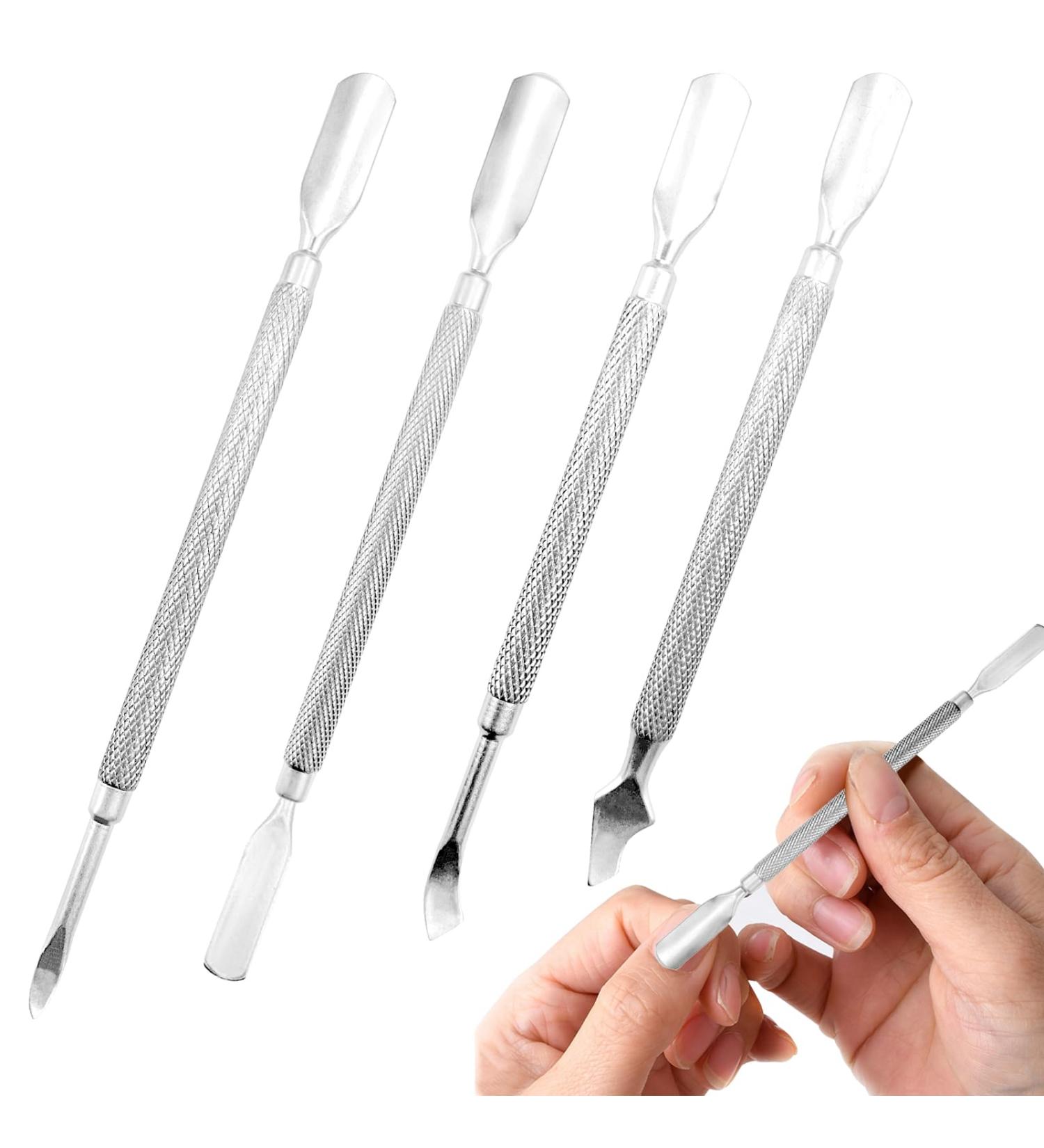 4 Styles Cuticle Pusher Set Stainless Steel Trimmer Nail Cuticle Remover Kit Dead Skin Cuticle Pusher Manicure Tool for Fingernails and Toenails - Buy Online on GoSupps.com
