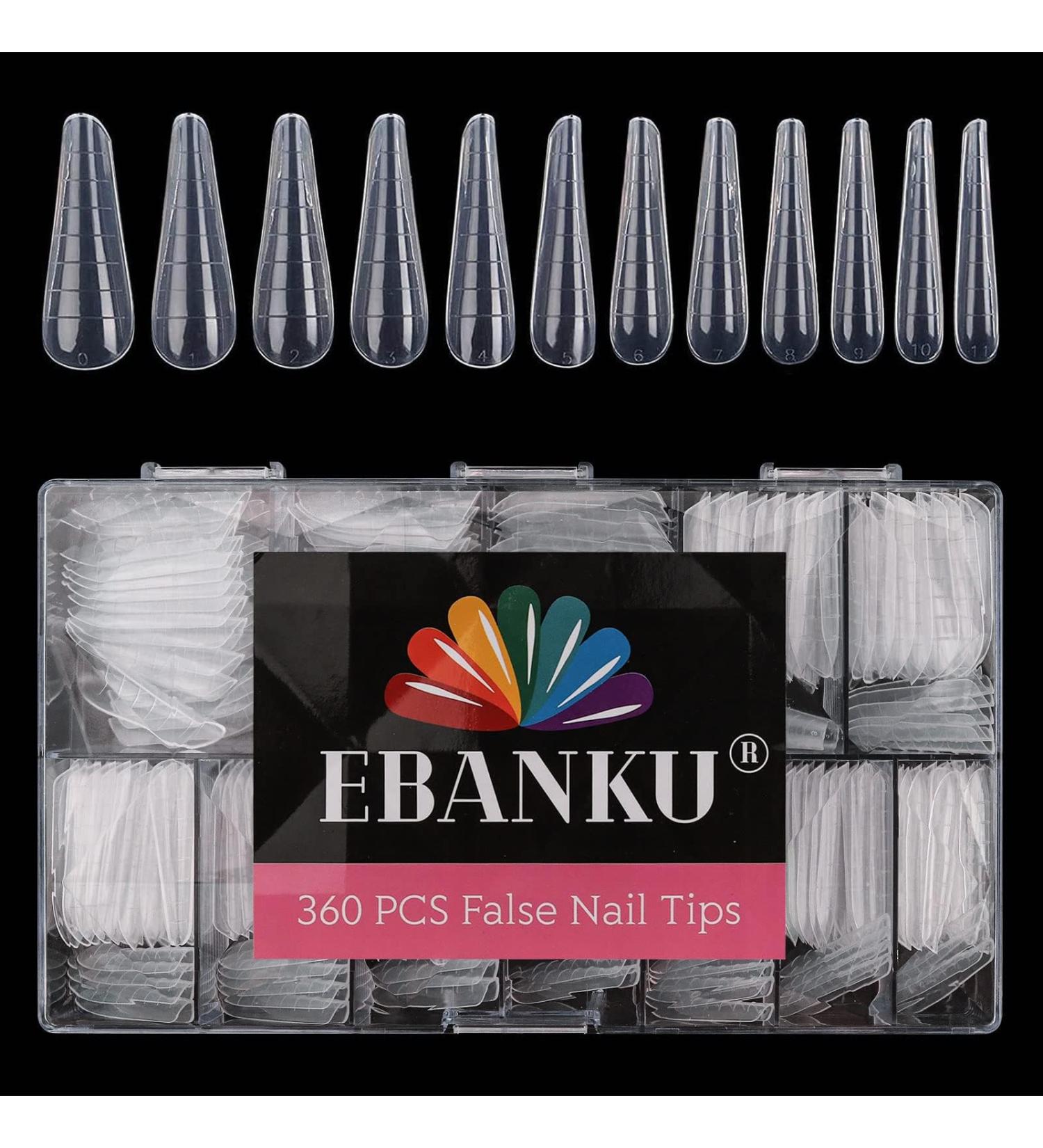 EBANKU 360 PCS Clear Dual Nail Forms System Coffin Nail Mold Tips Acrylic Stiletto Nail Extension Tools for Nail Art Salon Nails Design - Buy Online on GoSupps.com