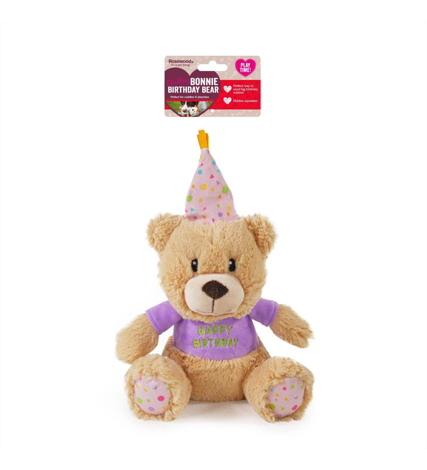 Rosewood Chubblez Bonnie Birthday Bear Plush Dog Toy - Perfect Gift for Dogs - Buy Online on GoSupps.com