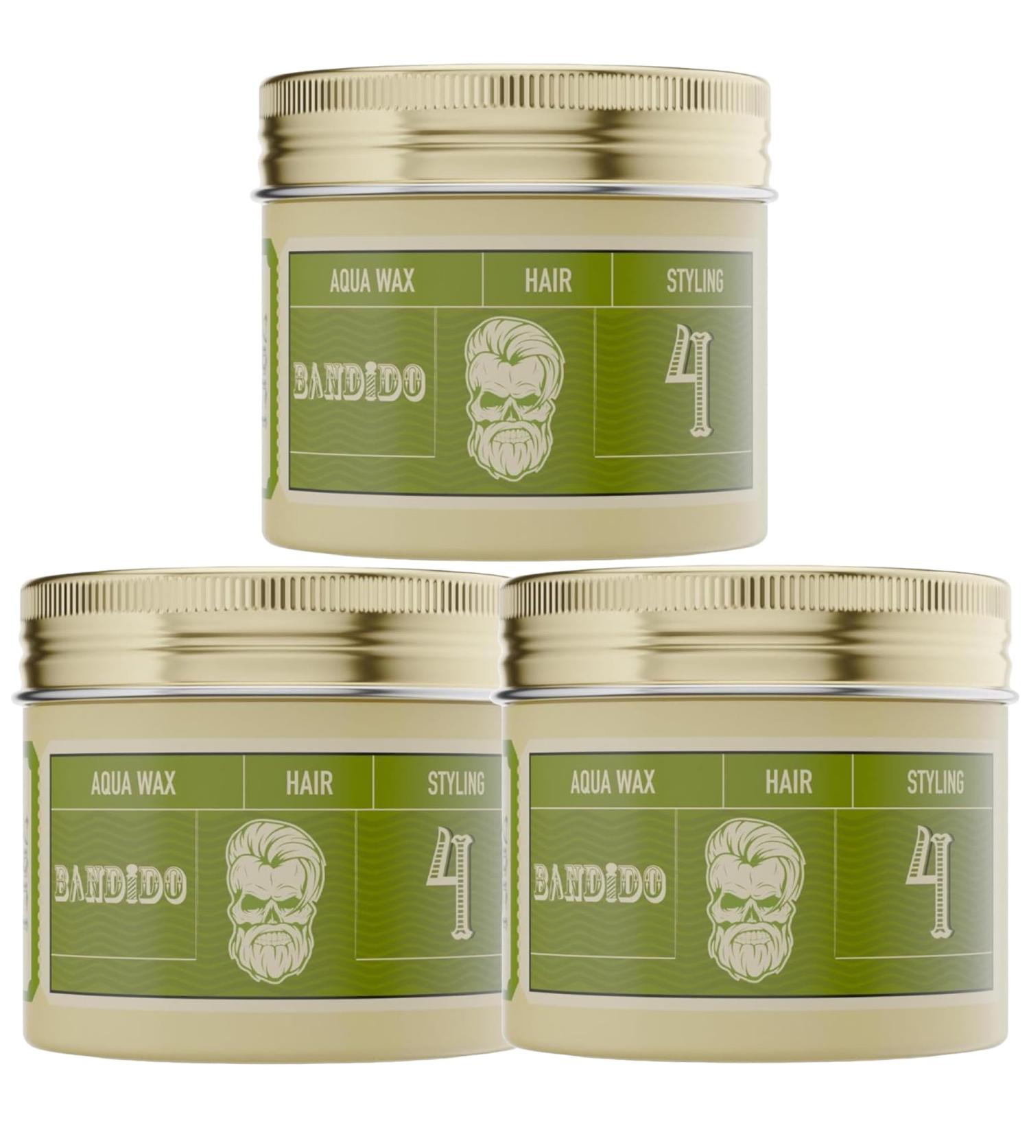Bandido Aqua Wax No.4 Green - Strong Hold Hair Wax for Men (3 x 125ml) | Premium Styling Pomade Set - Buy Online on GoSupps.com