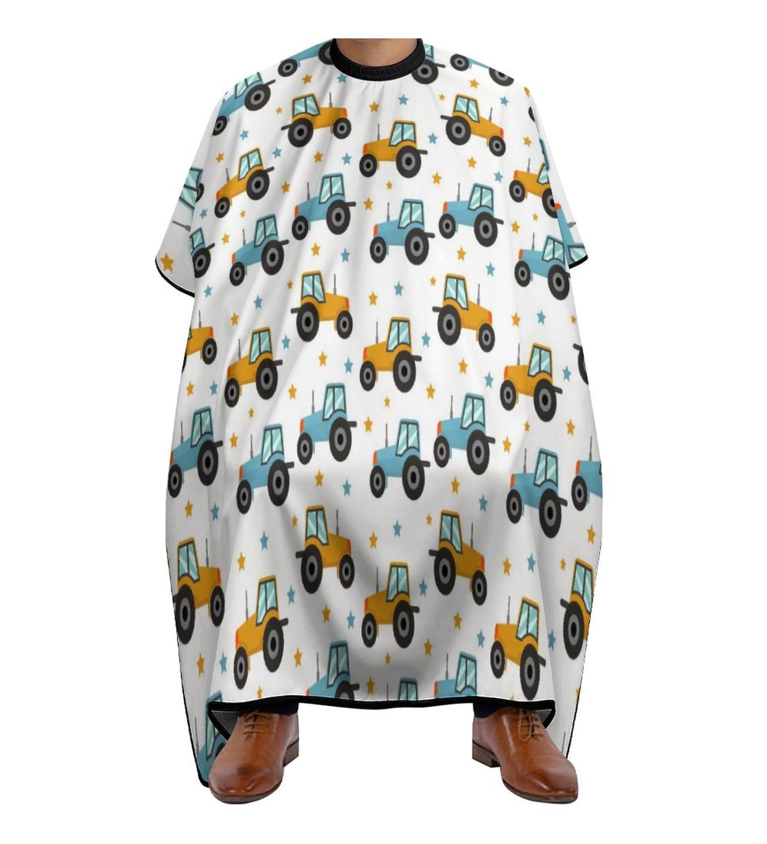 Tractor Pattern Hair Cutting Cape - Professional Salon Apron with Snap Closure for Barbers & Hairdressers - International Shipping Available - Buy Online on GoSupps.com