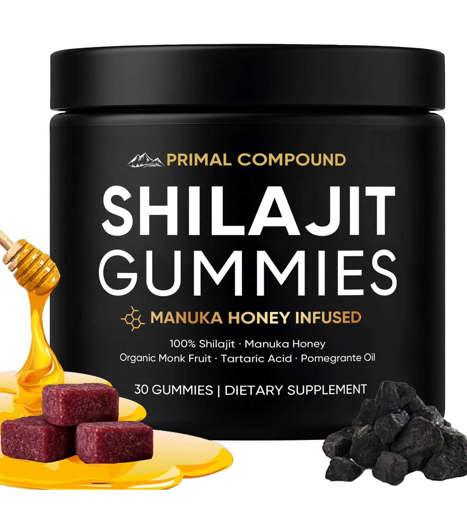 TOGOLIUN Primal Compound Shilajit Gummies for Men with Himalayan Shilajit Manuka Honey Organic Monk Fruit & Fulvic Acid 30 Gummies - Buy Online on GoSupps.com