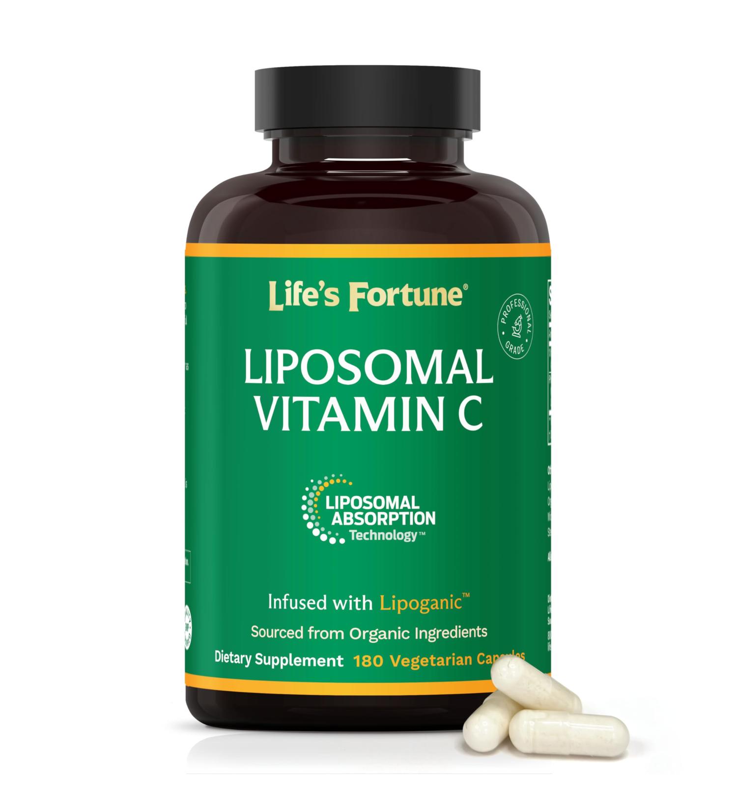 Life's Fortune Liposomal Vitamin C 2100 mg Fast Acting Absorption Higher Bioavailability Supporting Immune System High Antioxidant Supplement Formula Collagen Booster 180 Capsules - Buy Online on GoSupps.com