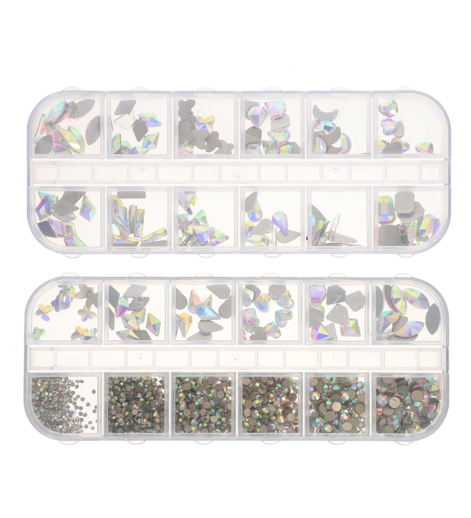 LALAFINA 2 Boxes Nail Art Accessories Nail Accessories Bulk Rhinestones 3d Gold Nail Jewels Rhinestones Diy Nail Nail Art Decors Diy Nail Diamonds Glass Drill Nail Drill Resin 13X5X1CM Assorted Color 1 - Buy Online on GoSupps.com