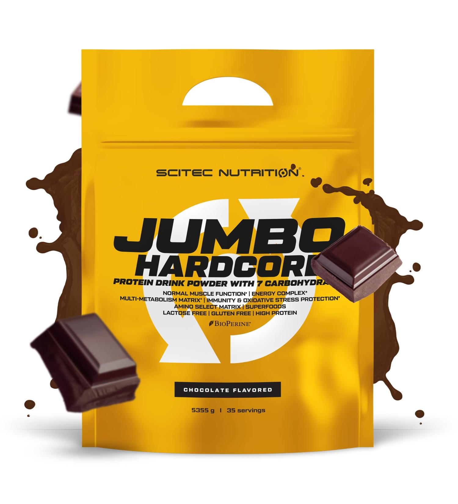 Scitec Nutrition Jumbo Hardcore High Protein Weight Gainer with Amino Select Matrix Superfoods Creatine and 7 Carbohydrates Gluten and Lactose Free 5355 g Chocolate - Buy Online on GoSupps.com