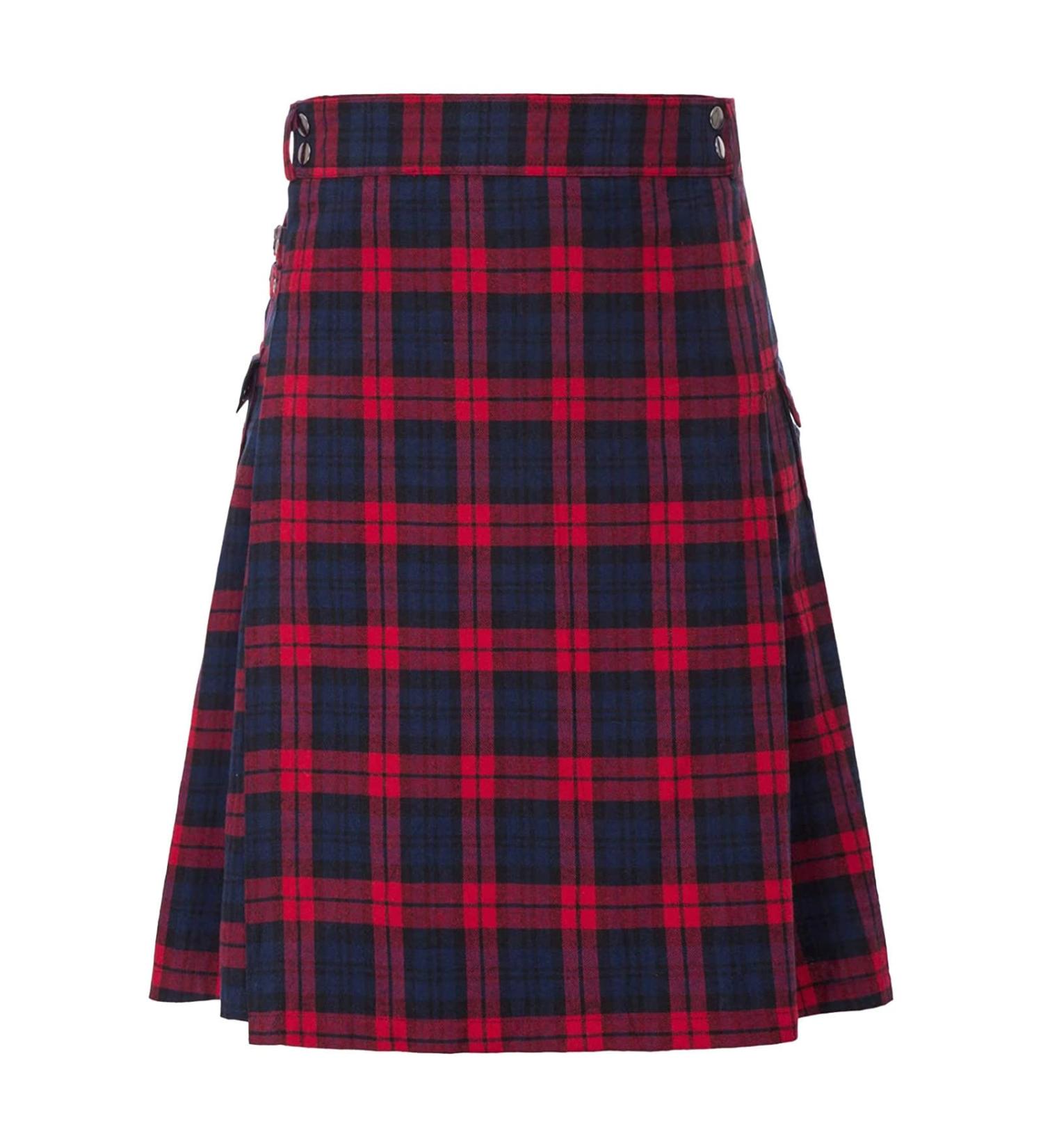 Men's Scottish Kilt - Red Checked Patchwork Classic Cut & Breathable | Medieval Streetwear - Buy Online on GoSupps.com