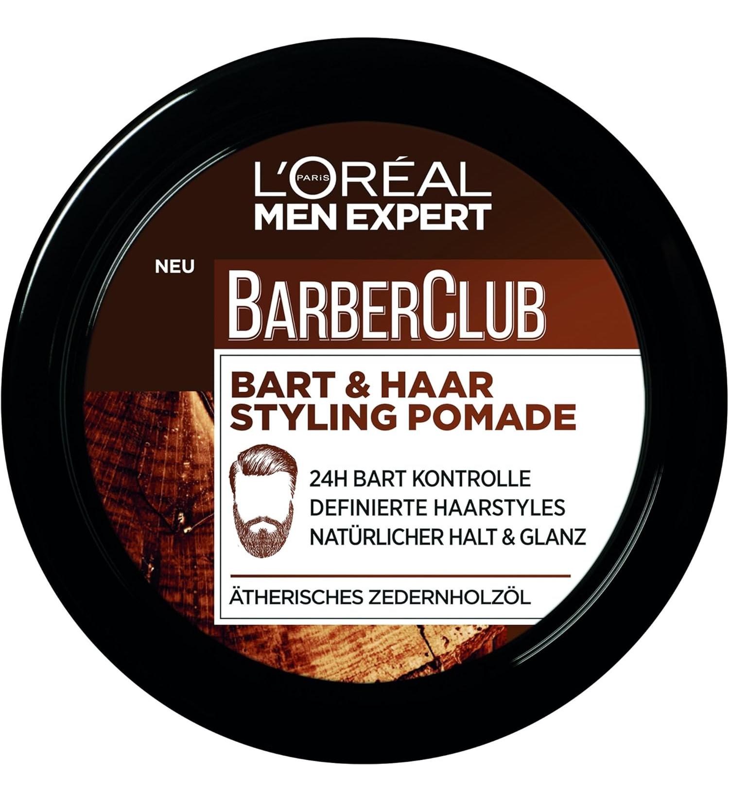 L'Oréal Paris Men Expert Beard Pomade and Hair Wax Natural Finish arber Club Beard & Hair Styling Pomade - 2.53 Oz - Buy Online on GoSupps.com