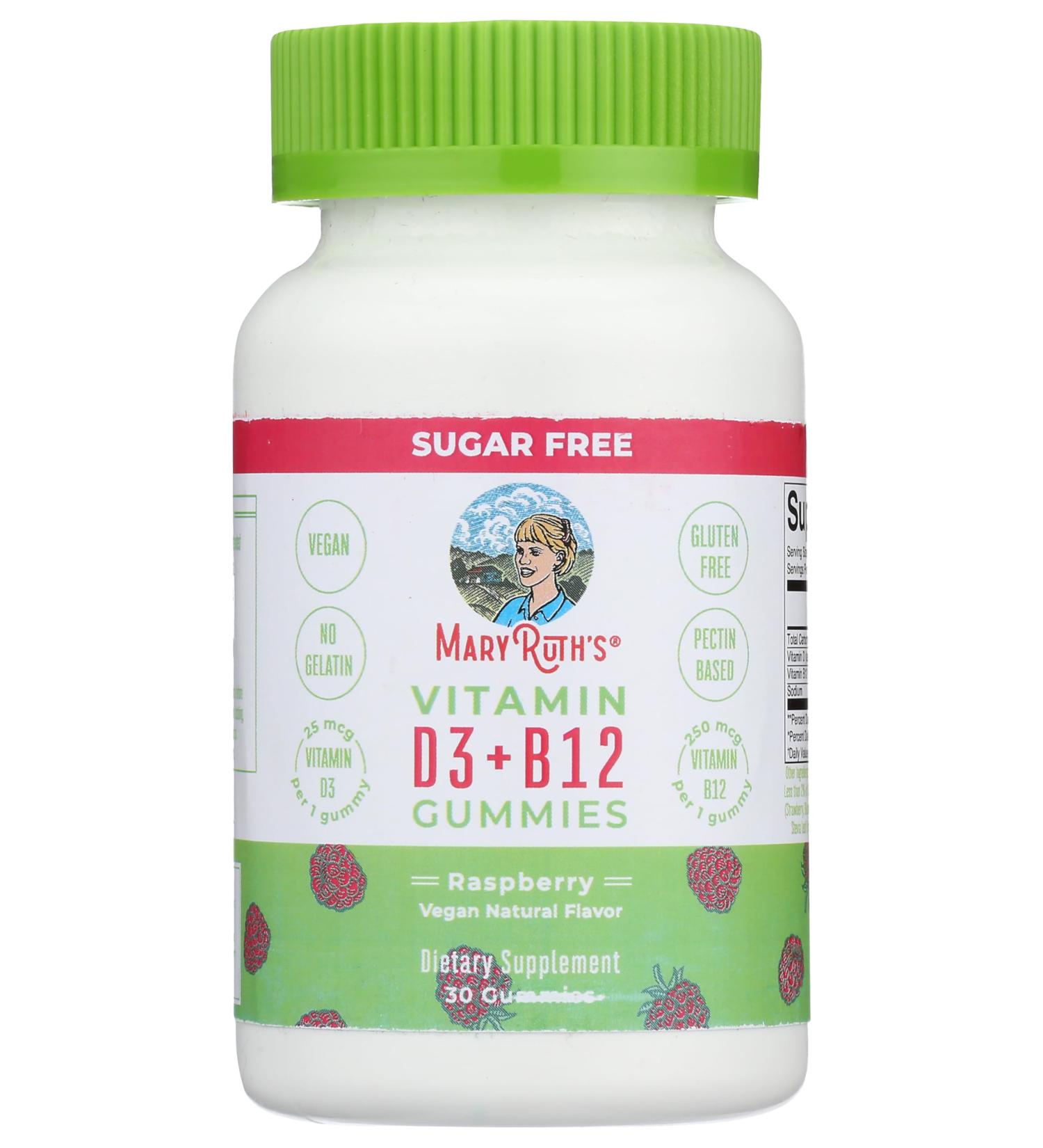 MaryRuth Organics Vitamin D3+B12 Gummies Raspberry 30 ct - Buy Online on GoSupps.com