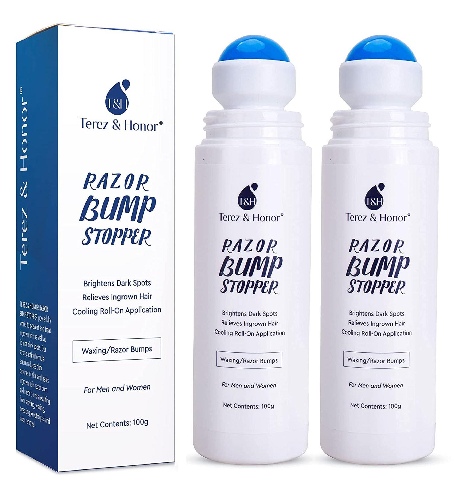 Terez & Honor Razor Bump Serum - After Shave Roll-On for Ingrown Hairs, Burns & Bumps - Men and Women (Pack of 2, 7.06 oz) - Buy Online on GoSupps.com