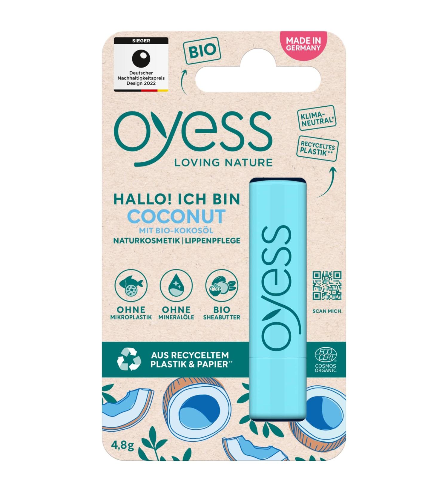 Oyess Loving Nature Lip Care Coconut - Nourishing Moisturizer for Dry Lips (4.8g) - 1 Pack - Buy Online on GoSupps.com