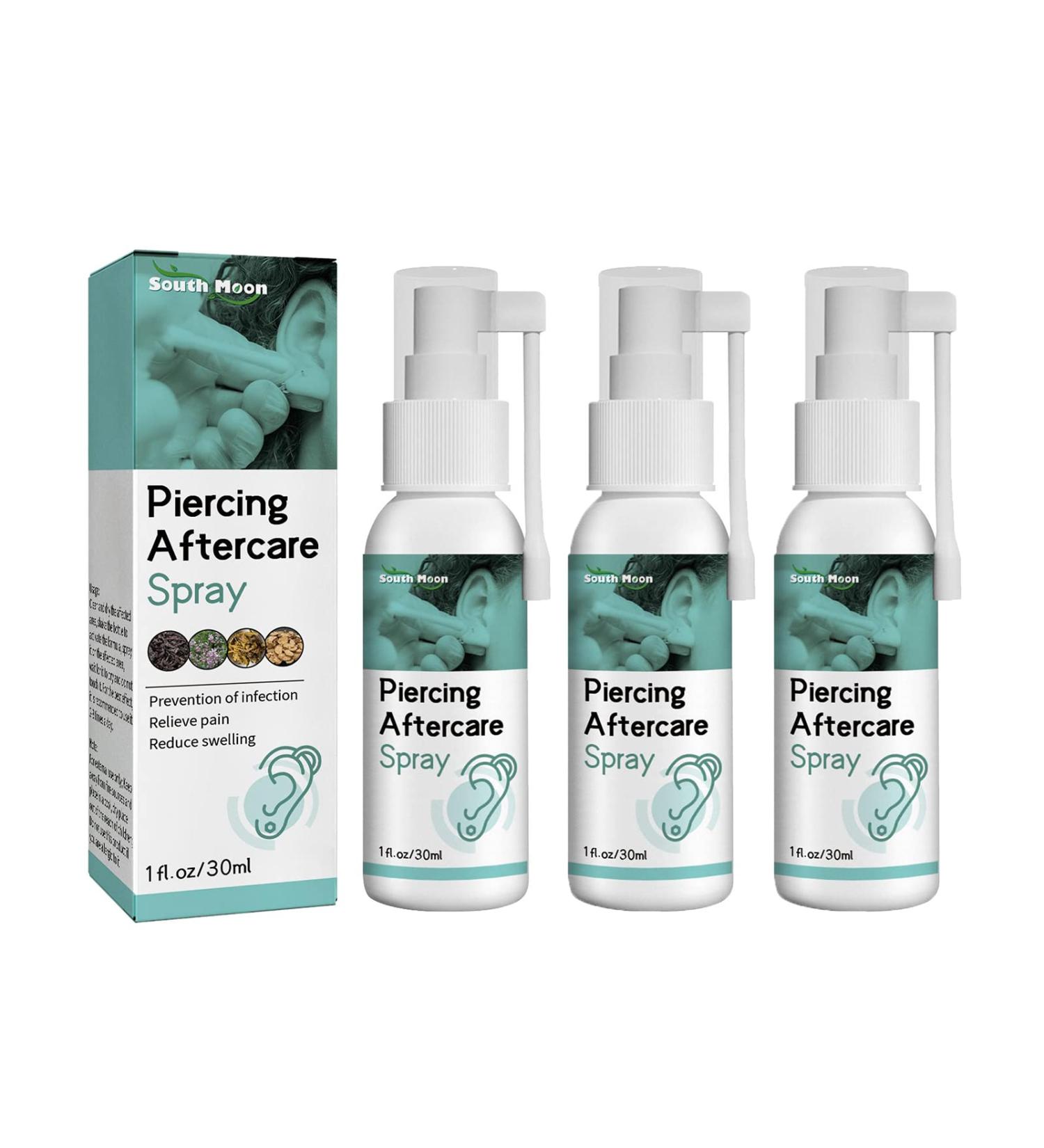 Piercing Aftercare Spray Ear Hole Care Spray Ear Piercing Cleaning Solution Portable Pierced Ear Care Solution Swelling Ear Pierced Skin for Ears Nose Nipples Belly 30ml*3 - Buy Online on GoSupps.com