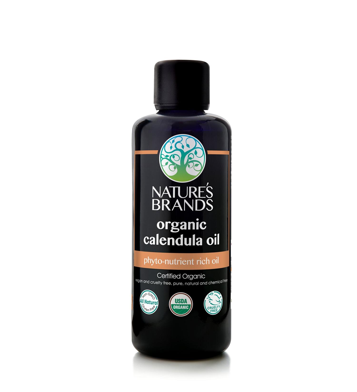 Nature's Brands Organic Calendula Carrier Oil by Herbal Choice Mari (3.4 Fl Oz Glass Bottle) - No Toxic Synthetic Chemicals 3.4 Fl Oz (Pack of 1)