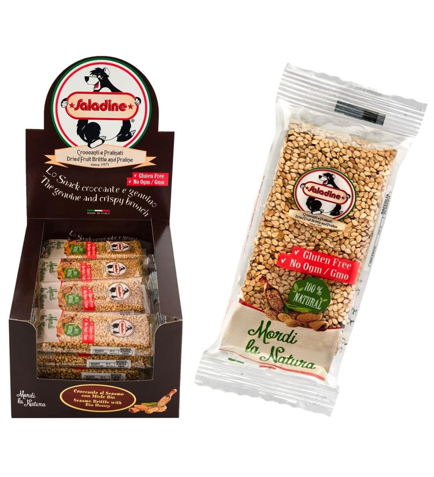 Saladine - Sesame Bars with Honey (24 x 40g) | Sweet & Crunchy | Artisan Production | Made in Italy - Buy Online on GoSupps.com