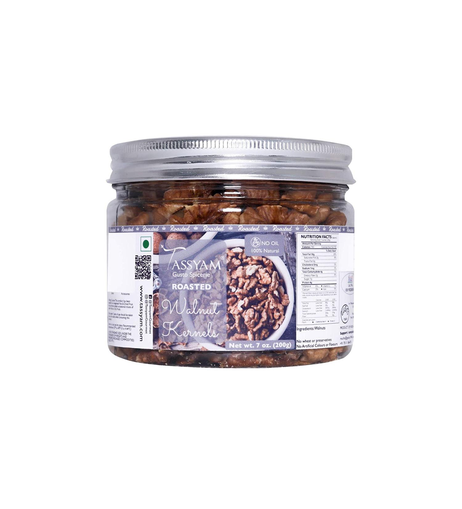 Tassyam Roasted Walnut Halves 200g | Premium Imported Nuts