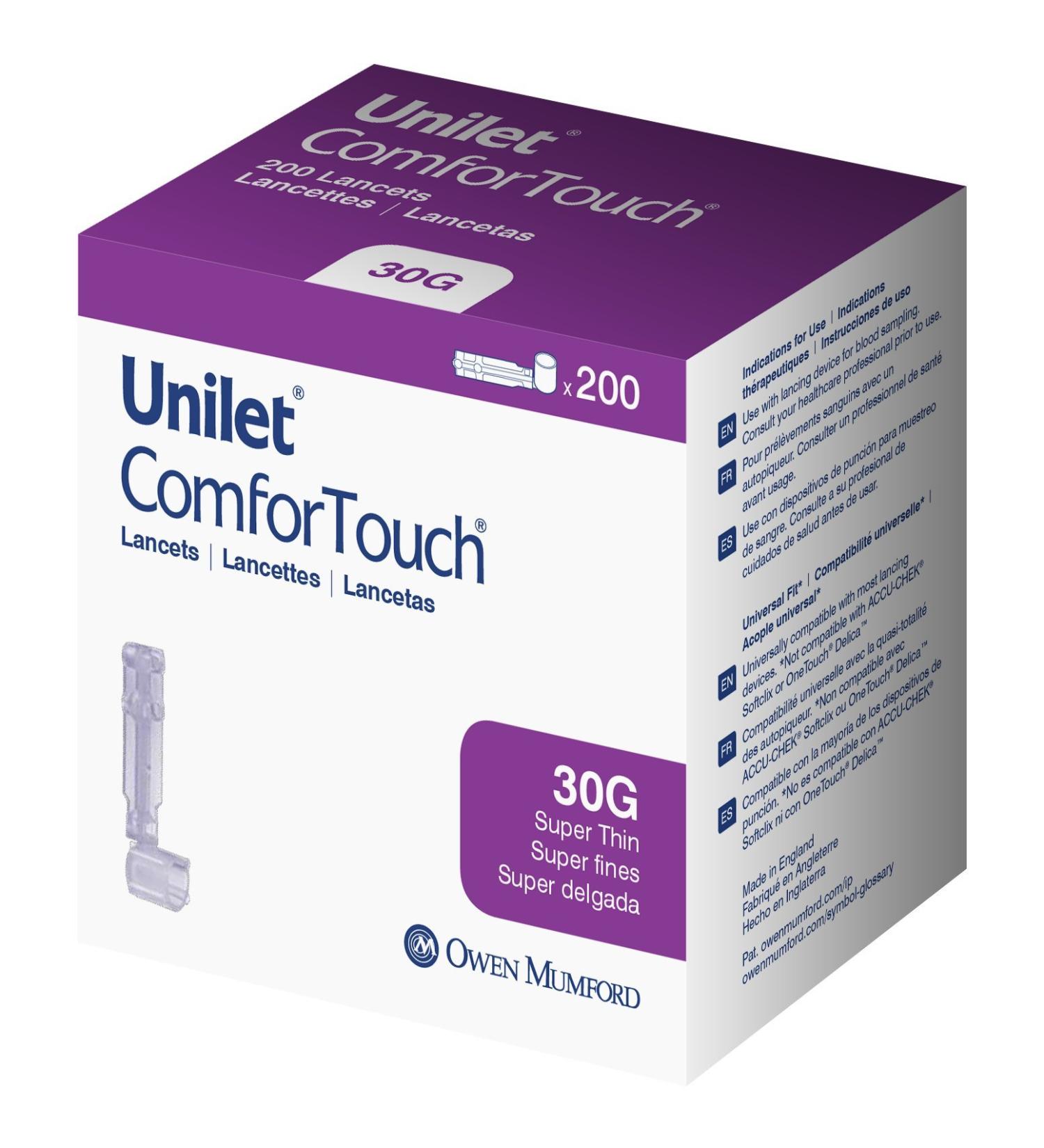 UNILET ComforTouch Super Thin Lancets 30G 200ct - 200 Count - Buy Online on GoSupps.com
