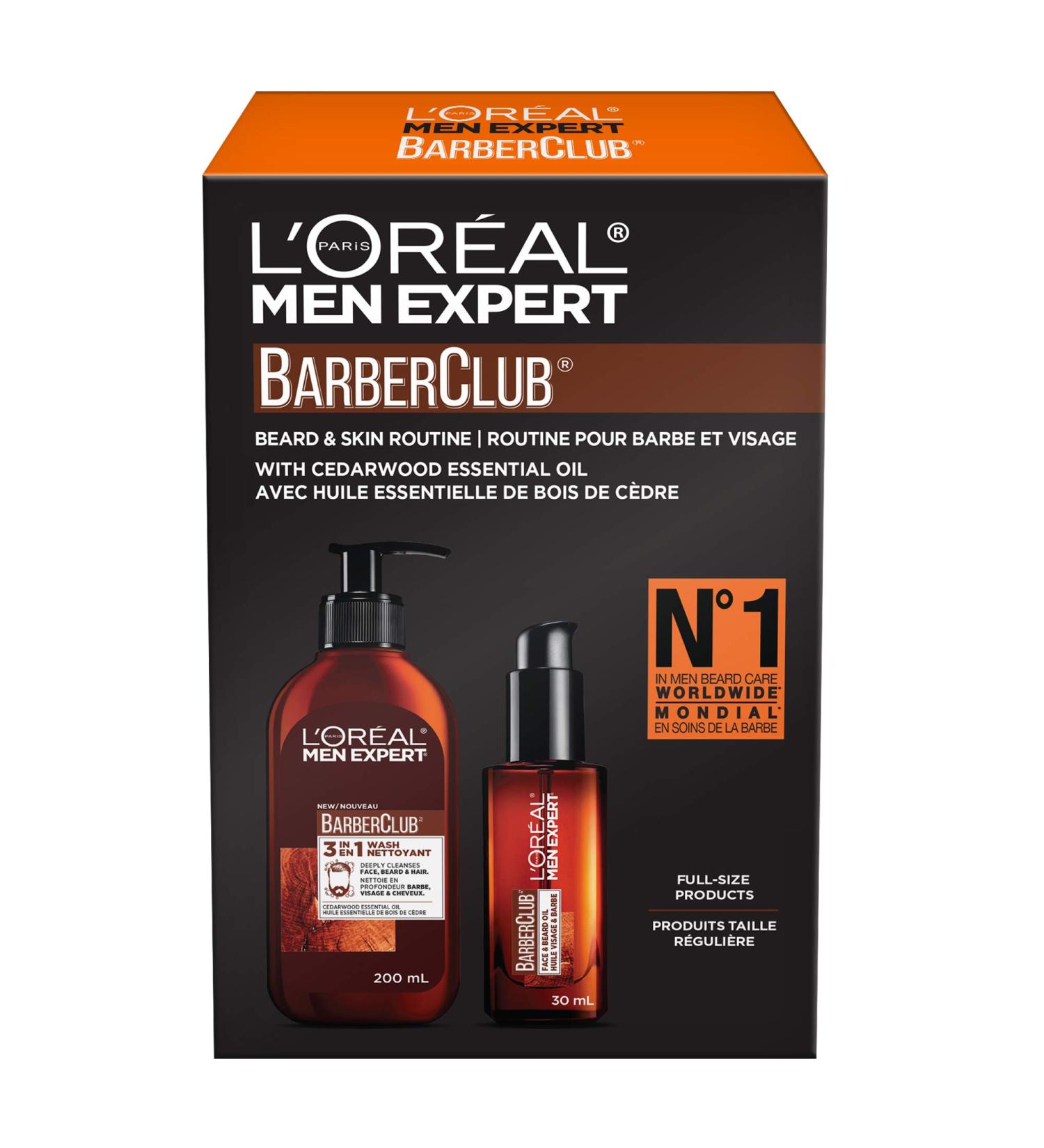 L'Oreal Paris Men Expert Barberclub Kit with Beard Oil 3 in 1 Face Wash beard Wash and Shampoo for Men with Cedarwood Essential Oil Full Size Products 2 Count Beard Oil + 3-in-1 Wash Kit - 2 Count - Buy Online on GoSupps.com