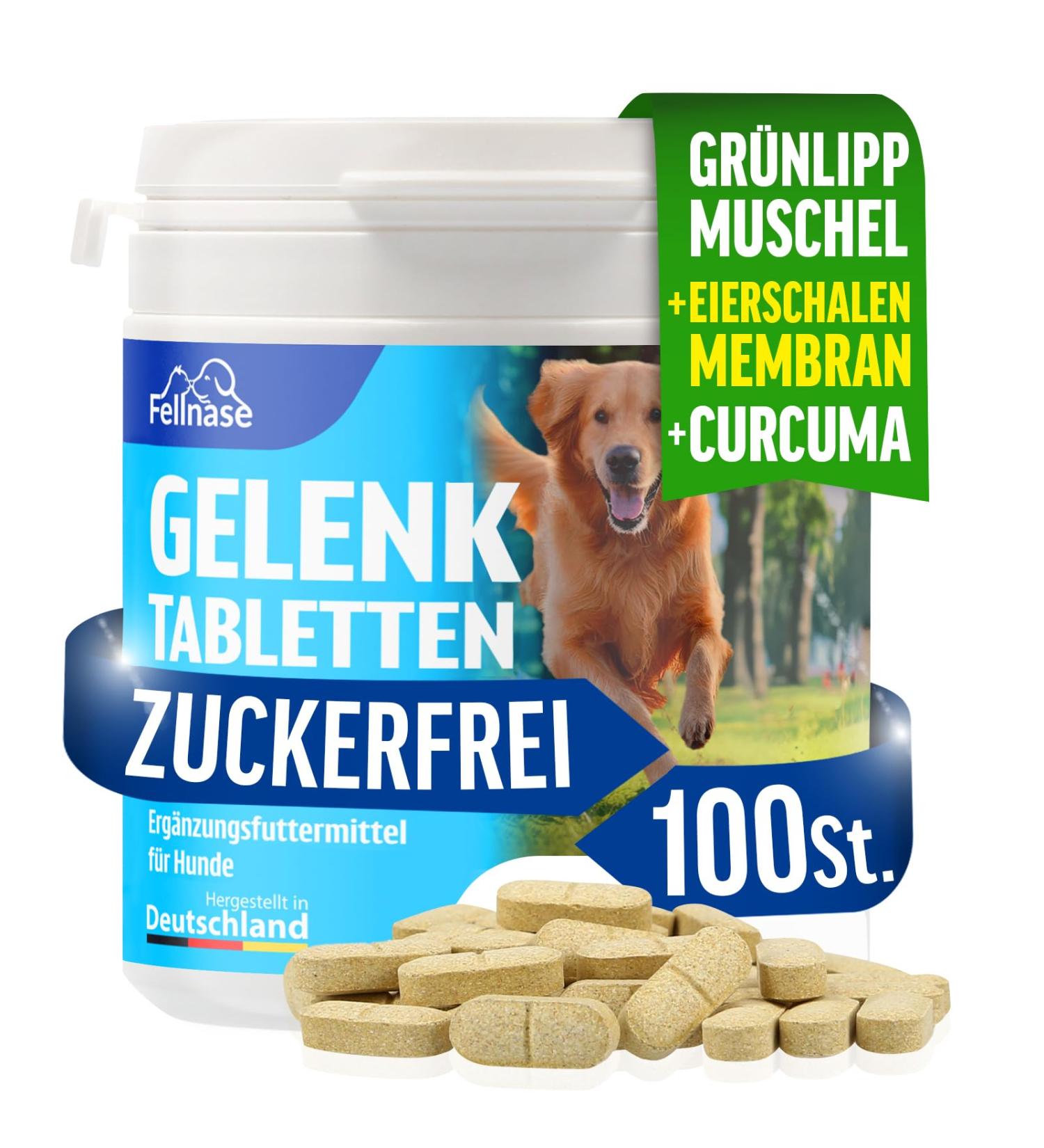 FELLNASE Joint Tablets for Dogs - Premium Food with Fully Transparent Recipe and Sugar Free - Premium Quality - Made in Germany - 100 Tablets - Buy Online on GoSupps.com