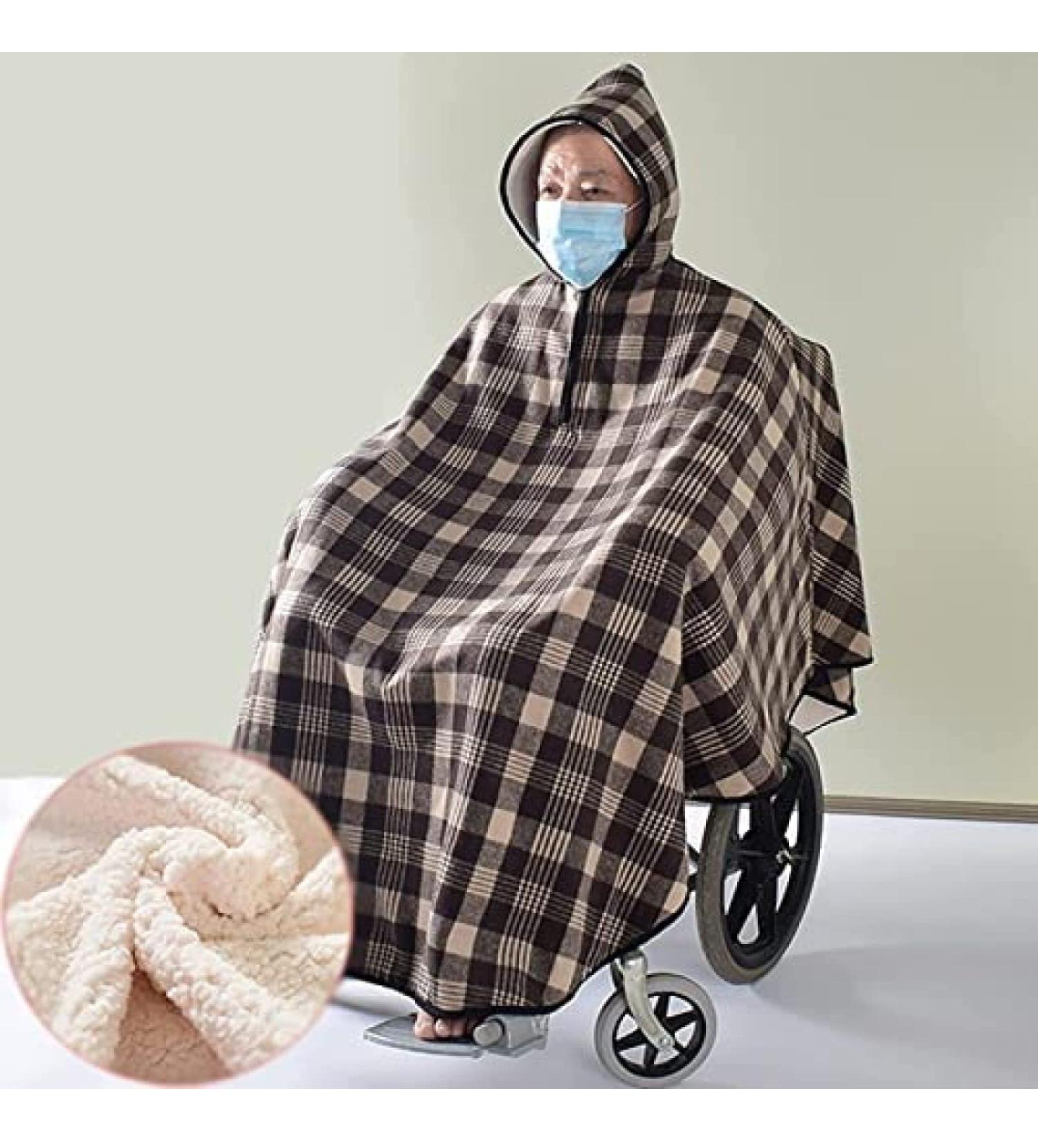 Adult Fleece Wheelchair Cape with Hood Wheelchair Clothing Winter Poncho Cape Coat for Women and Men Wheelchair Warm Cover Blanket - Buy Online on GoSupps.com