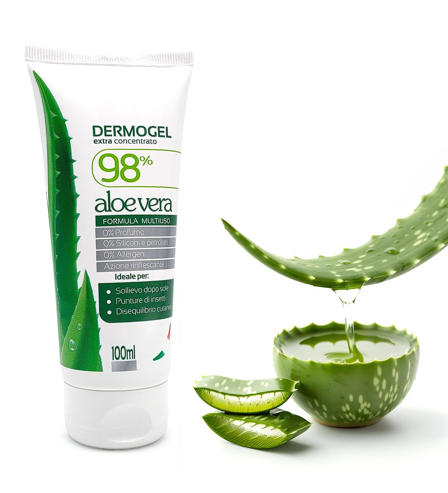  BullTek Dermogel Aloe Vera 98% | Moisturizing and Soothing | Post-Sun and Insect Bite Relief | Fragrance-Free Silicone-Free and Petrolate-Free | For Sensitive Skin and Hair Transparent 100 ml - Buy Online on GoSupps.com