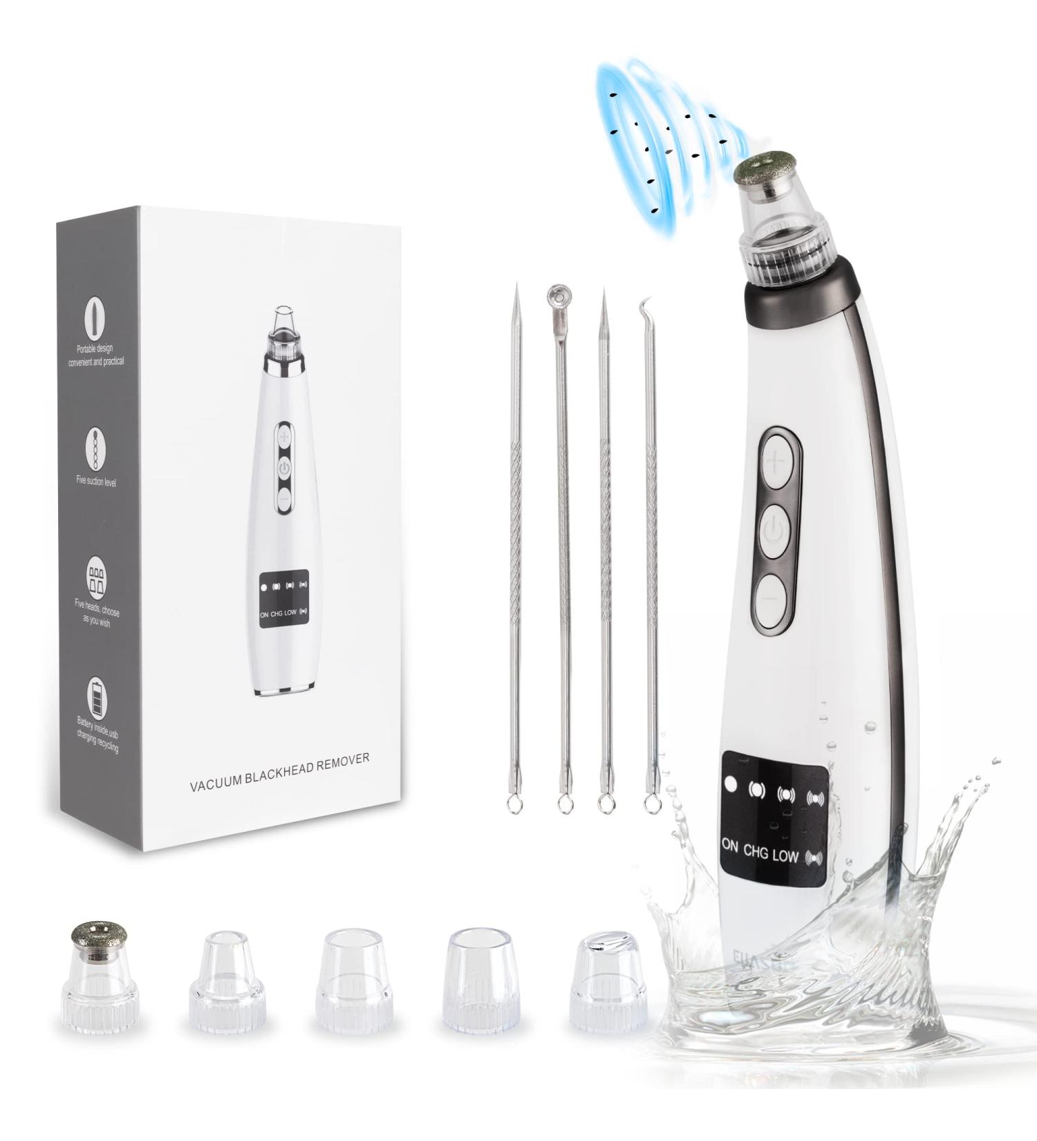 EUASOO USB Rechargeable Blackhead Remover Kit for Women & Men - Electric Pore Vacuum Tool with 10 Filters & 5 Rubber Rings - Buy Online on GoSupps.com