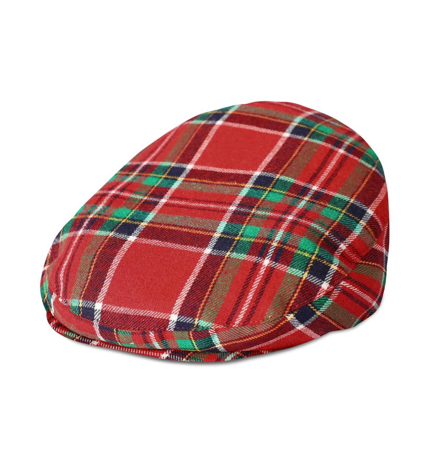 Mint Green Baby Flat Cap | Vintage Drivers Hat with Lining | Breathable & Soft | Ages 0-8 Years | 6-12 Months | Red Plaid - Buy Online on GoSupps.com