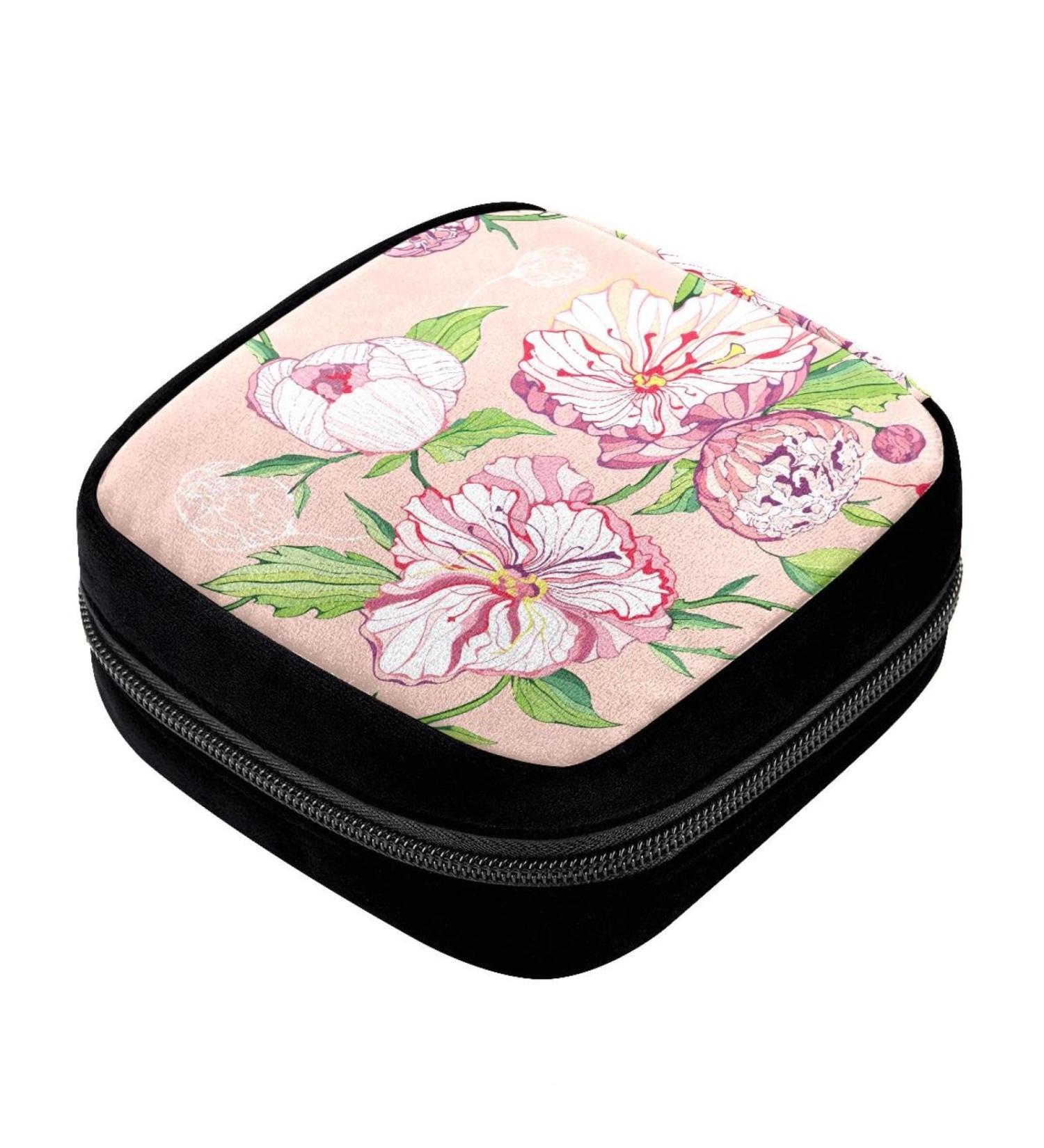Vintage Peony Flower Period Storage Bag - GIAPB Sanitary Napkin Holder & Makeup Pouch - Buy Online on GoSupps.com
