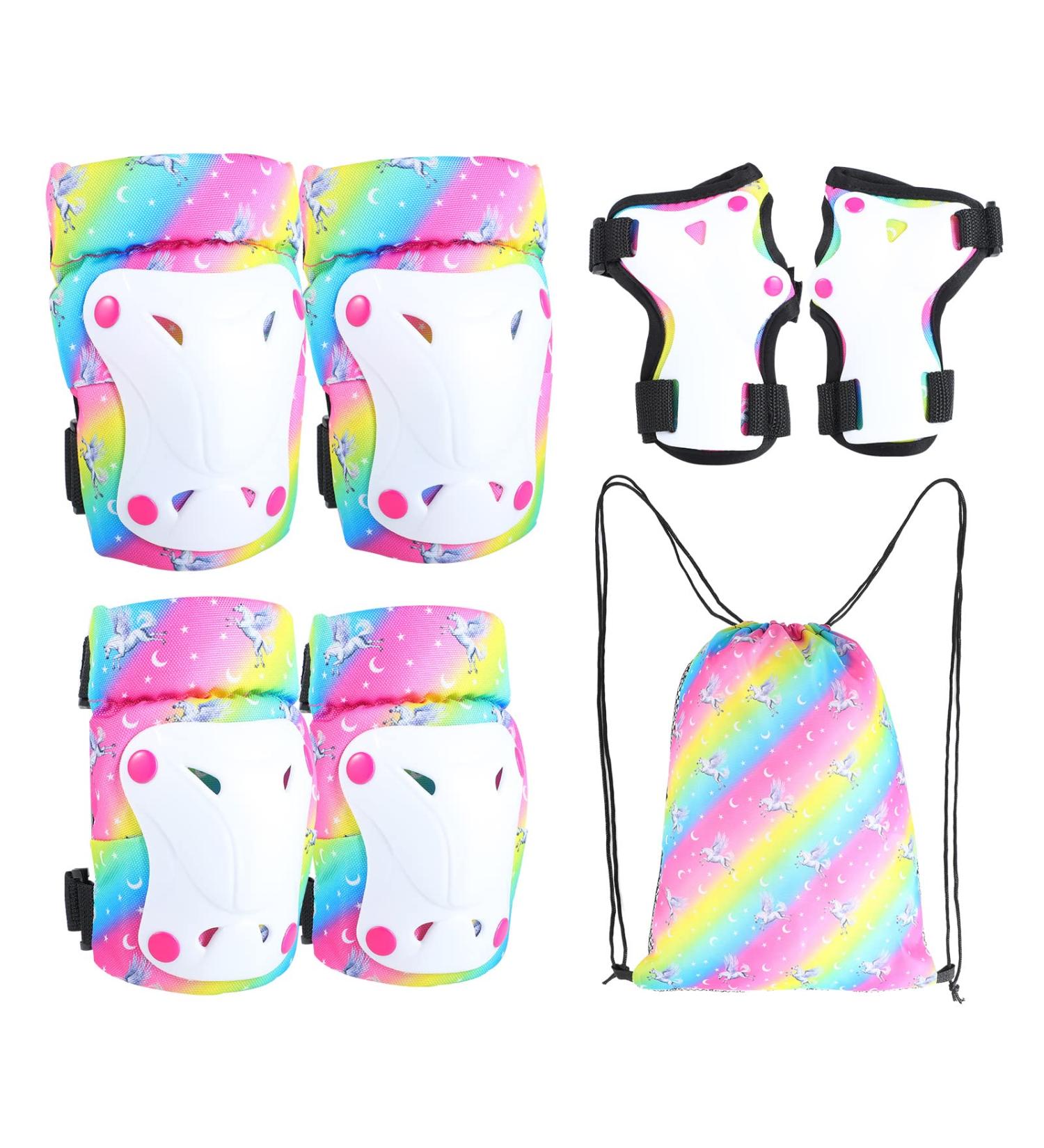 Kids Protective Gear Set with Knee Pads, Elbow Pads, Wrist Guards - Adjustable for Roller Skating, Biking - Ages 3-8, Boys and Girls - Includes Drawstring Bag - Buy Online on GoSupps.com
