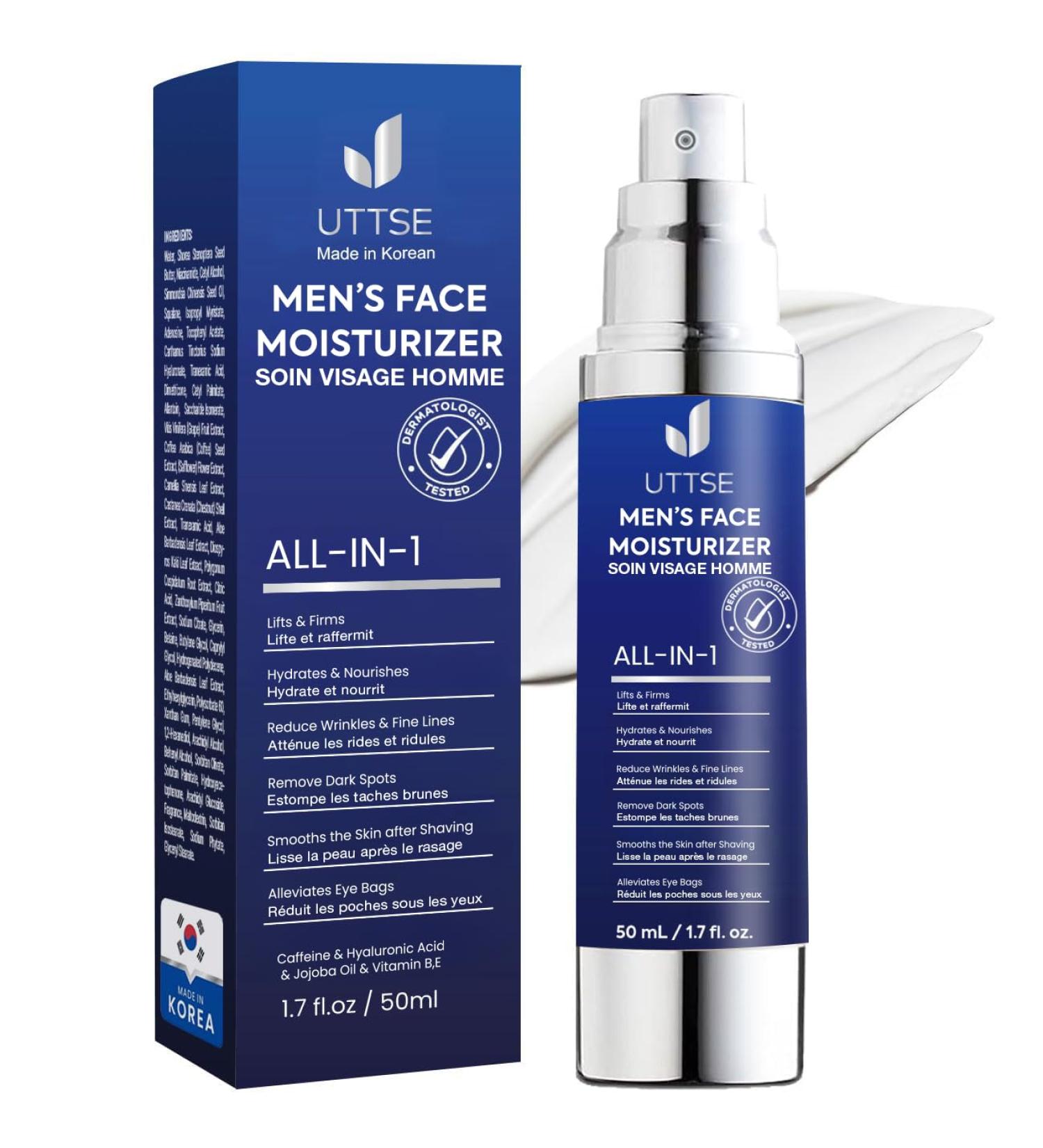 Uttse 6-in-1 Mens Face Moisturizer: Face Cream for Men - Reduce the Look of Eye Bags, Dark Circles, and Puffiness - Skin Care for Men - 1.7 fl oz - Made in Korea - Buy Online on GoSupps.com