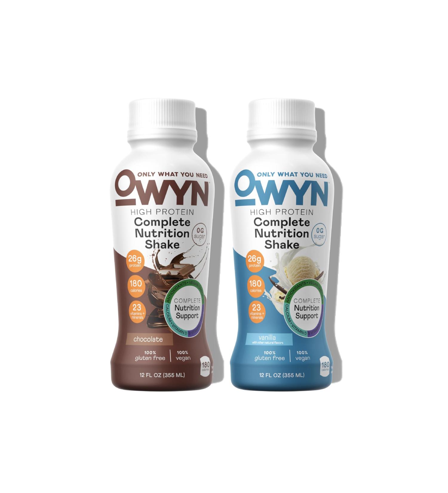OWYN Only What You Need Complete Nutrition Chocolate and Vanilla Flavored Protein Shake 26g Protein 0g Sugar 3g Fiber Dairy Free Plant Based Protein Drink 12 Count Variety 12 Fl Oz (Pack of 12) - Buy Online on GoSupps.com