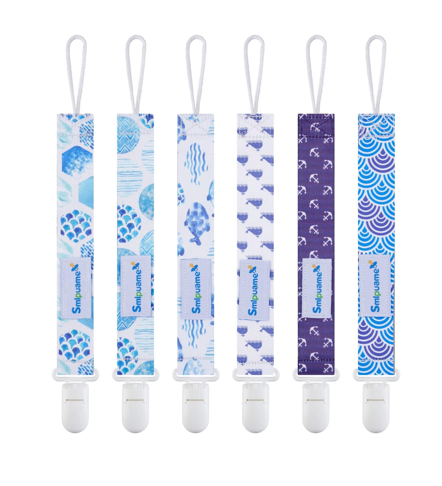 Smlpuame Baby Pacifier Chain for Boys - 6 BPA-Free Fabric Clips | Perfect for Pacifiers & Teething Toys | Ideal Birth Gift | Ocean Theme - Buy Online on GoSupps.com