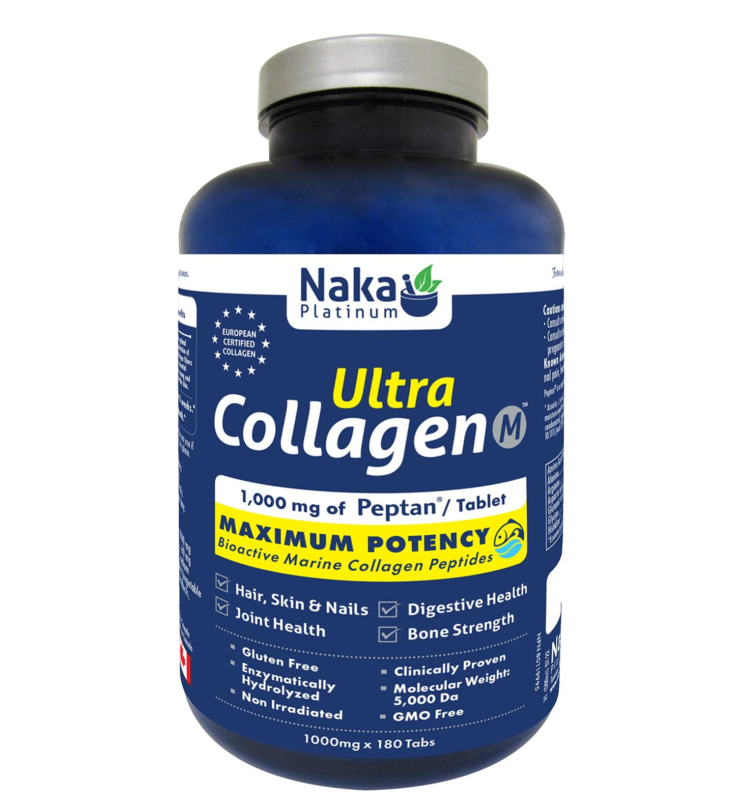 Naka Platinum Ultra Marine Collagen Maximum Potency 1 000 mg of Peptan ( Bioactive Marine Collagen Peptides) per tablet. Grass Fed. For Hair Skin Nails Joint Health Bone Strength Digestive Health - 180 tablets - Buy Online on GoSupps.com