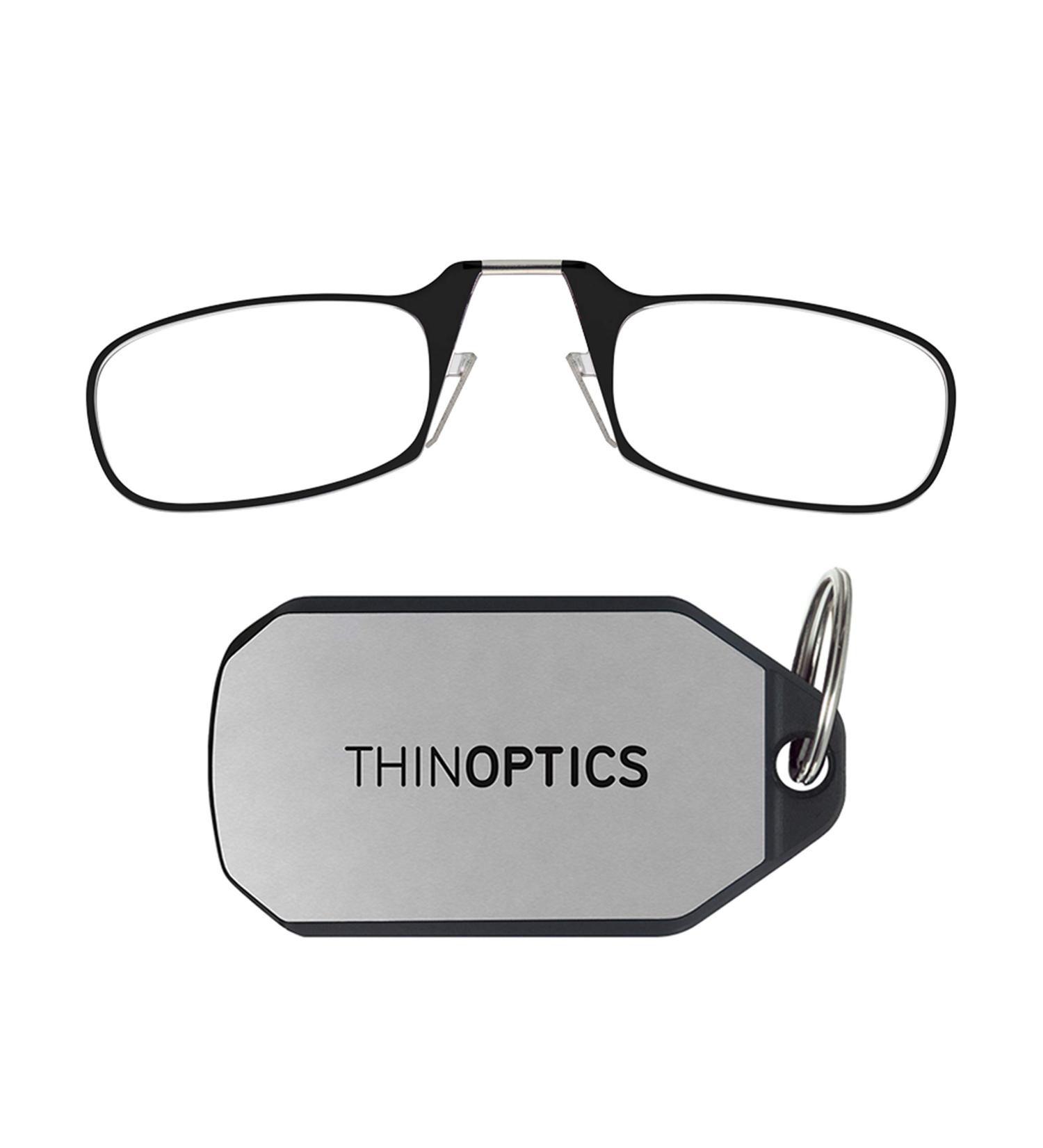 Thinoptics Reading glasses Black frame with key trailer etui |Black glasses frame 1.50 diopters strength with flex fit technology 1.50