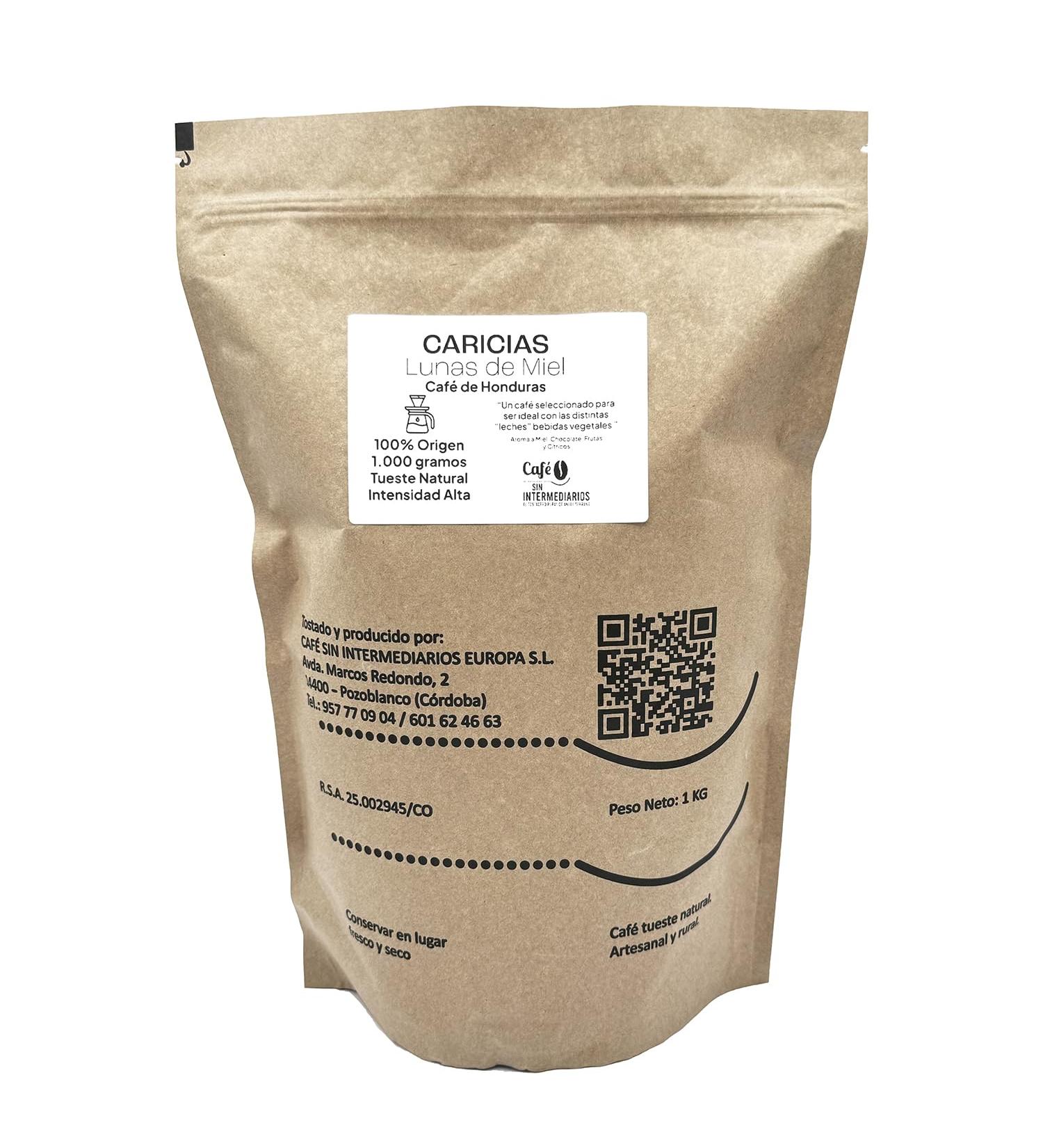 CAFE SIN INTERMEDIARIOS - Honduras Coffee - Caricias for Filter or American Coffee Machines 1Kg - Roasted weekly - Ground on dispatch - High intensity - Ideal for Coffee with vegetable milk - Buy Online on GoSupps.com