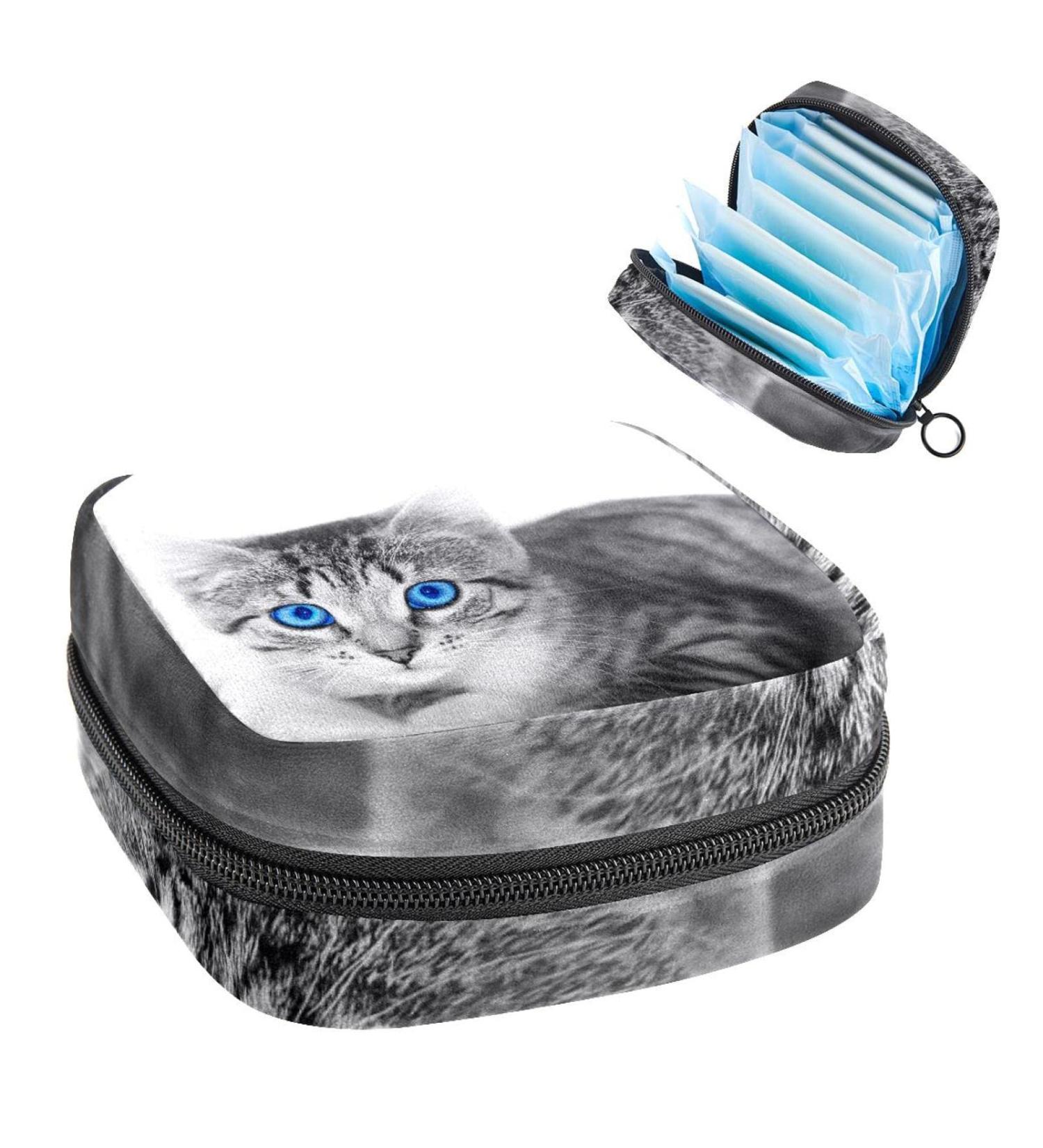 Buy Women's Cute Cat Storage Pocket Stillpad Keeper - Portable Period Kit & Feminine Product Bag | International Shipping Available - Buy Online on GoSupps.com