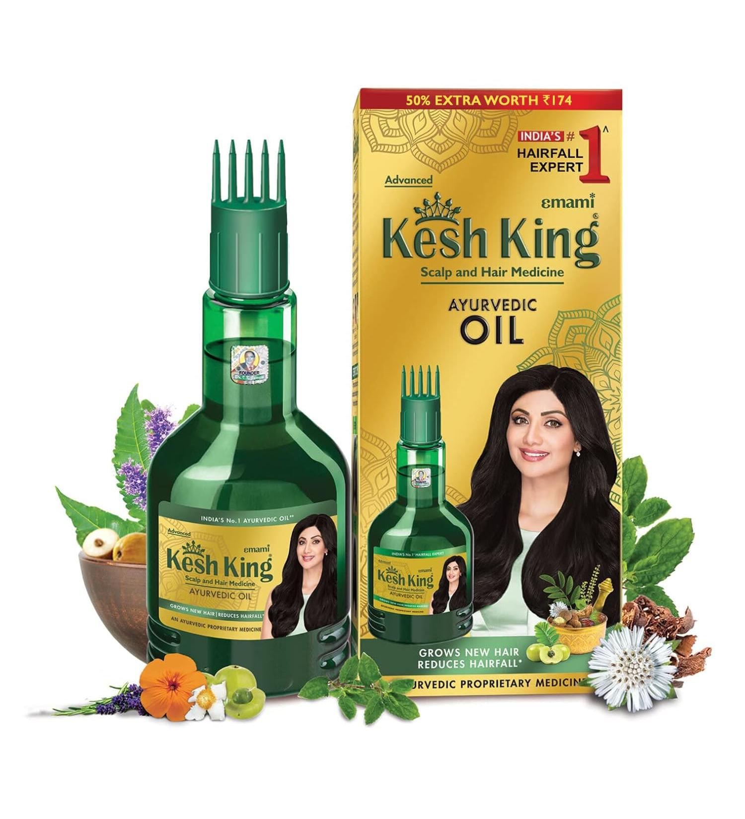 Emami Ayurvedic Hair Oil - Herbal Bhringraj & Amla Oil for Hair Growth Reduces Hairfall Nourishes Scalp - 10.14 Fl Oz (300ml - Buy Online on GoSupps.com