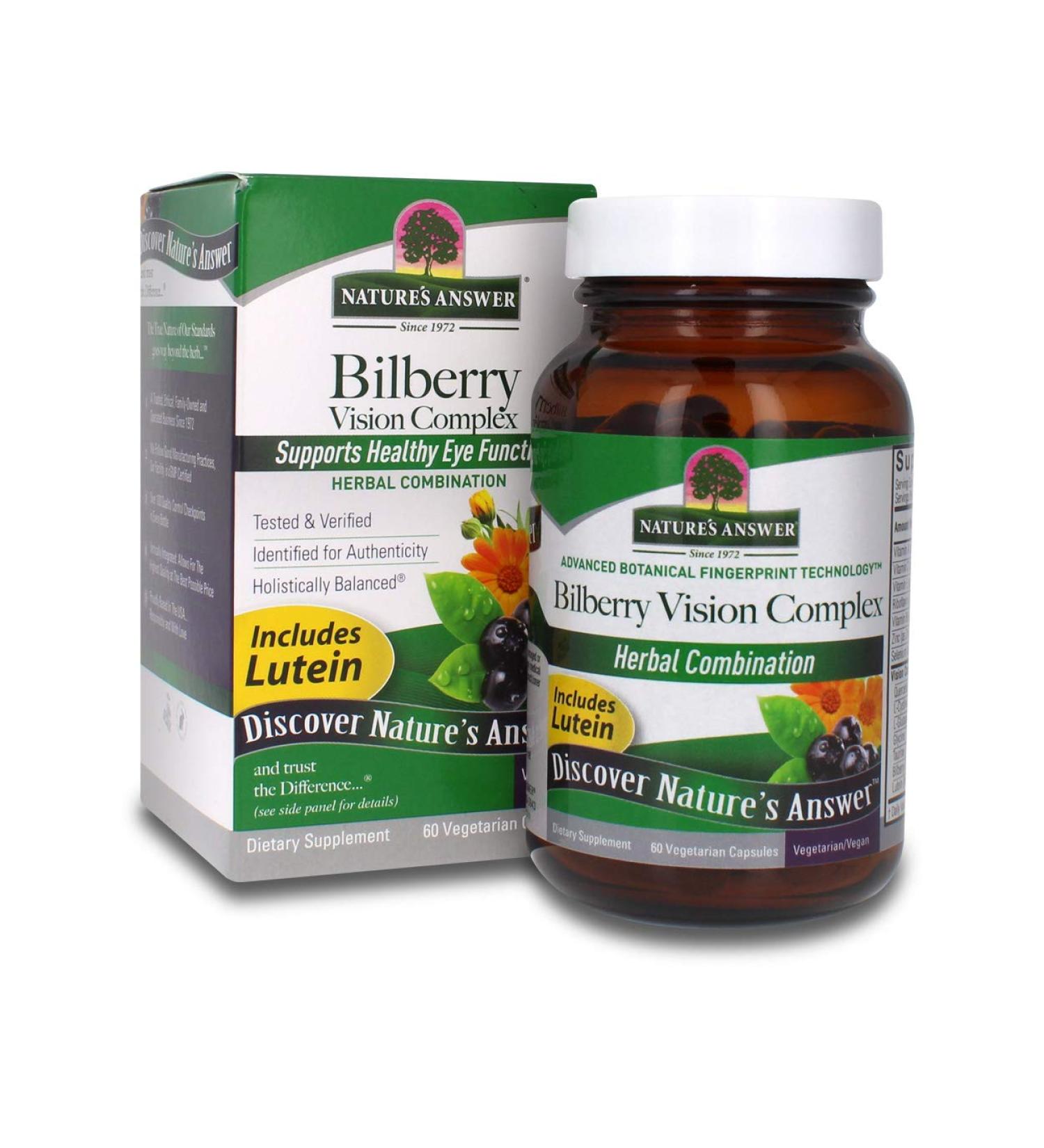 Nature's Answer Bilberry Vision Complex Capsules - 60 Vegetarian Capsules | Supports Eye Health & Vision - Buy Online on GoSupps.com