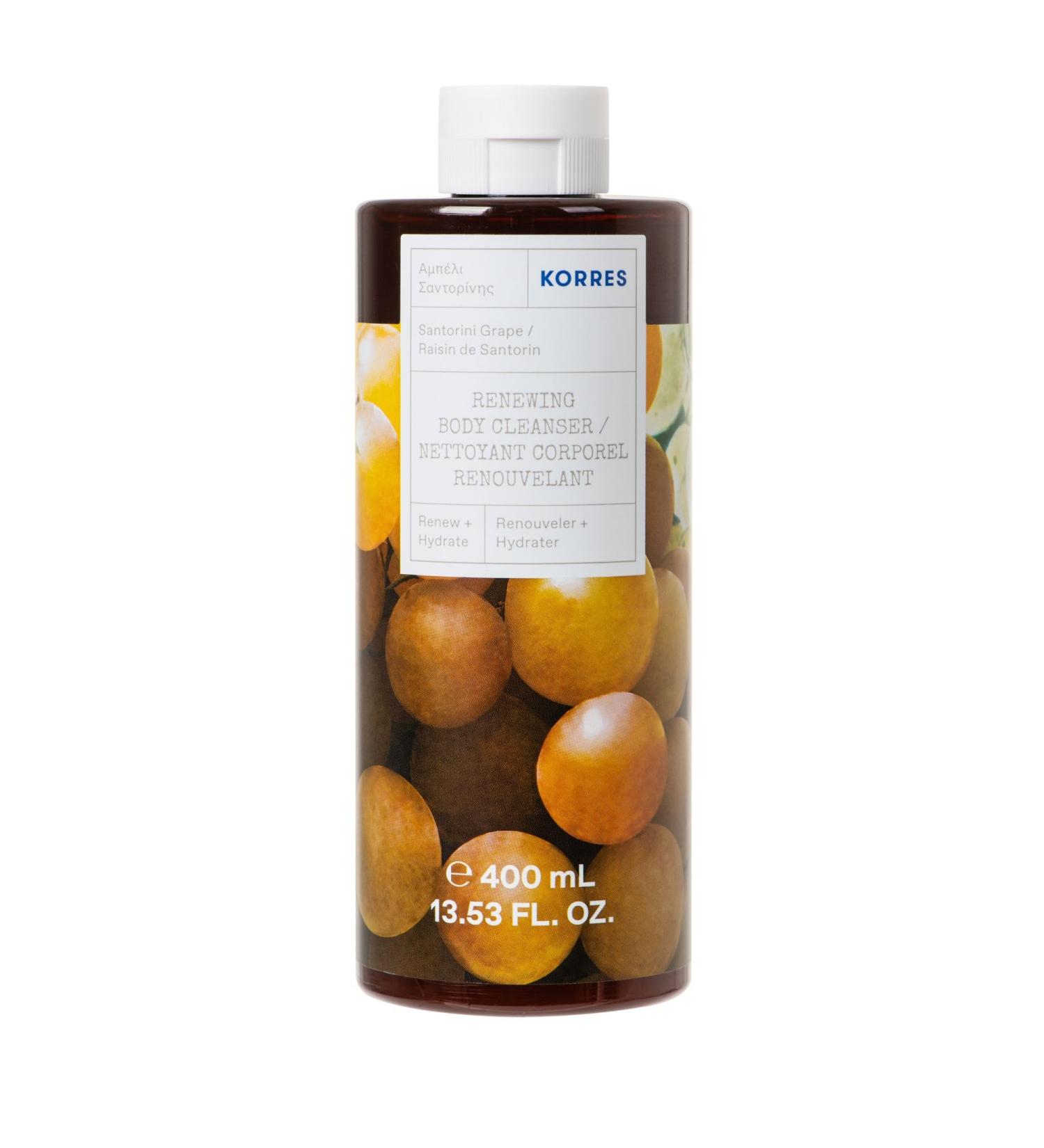 Corrres Santorini Grape Revitalizing Shower Gel 400ml - Vegan Aloe Vera Paraben-Free Dermatologically Tested - Buy Online on GoSupps.com