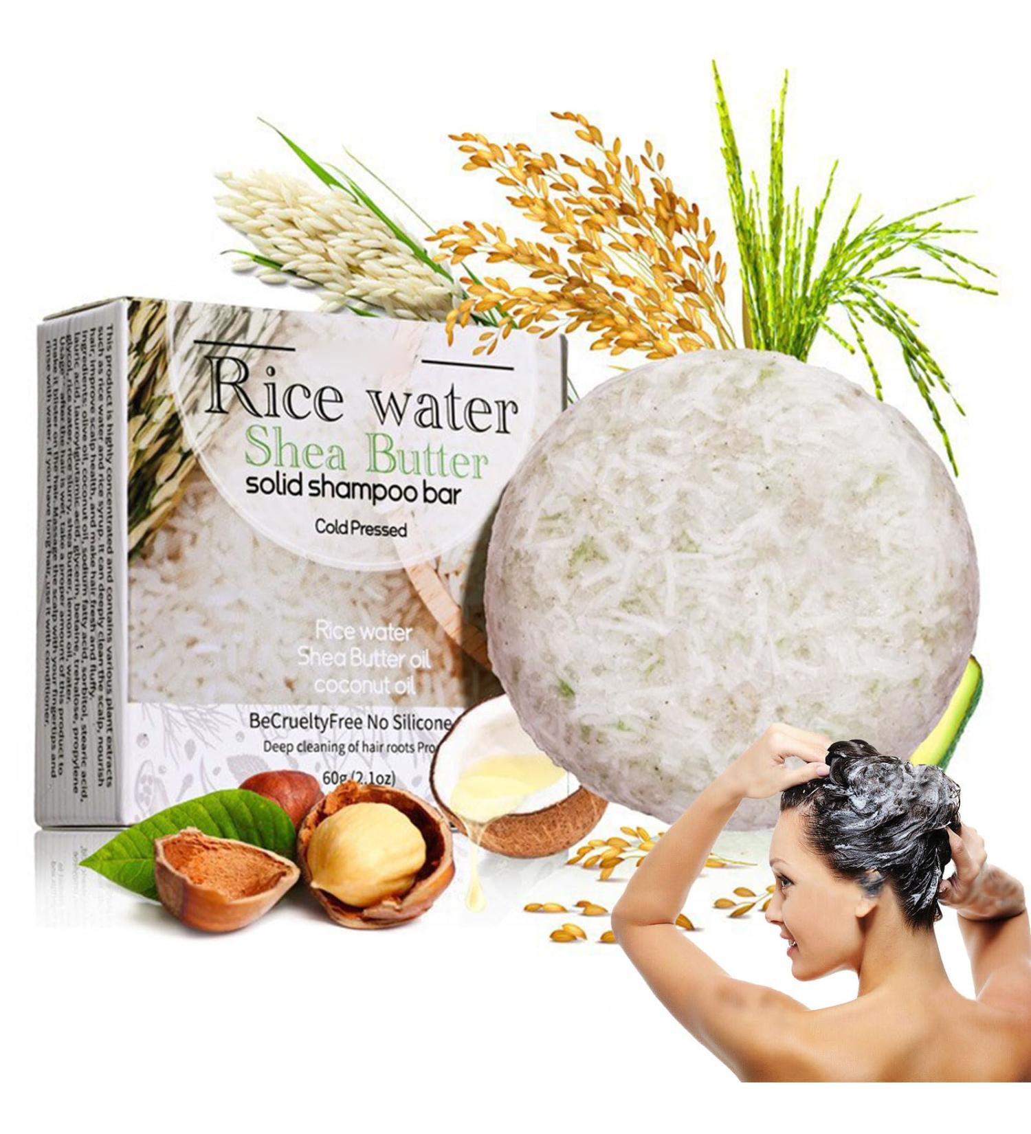 Rice Water Hair Shampoo Soap Bar Anti Dandruff Shampoo Bar Rice Water for Hair Growth for Hair Growth Nourishing Volumizing Cleansing Moisturizing & Strengthening For Dry Damaged Hair-Cruelty Free - Buy Online on GoSupps.com