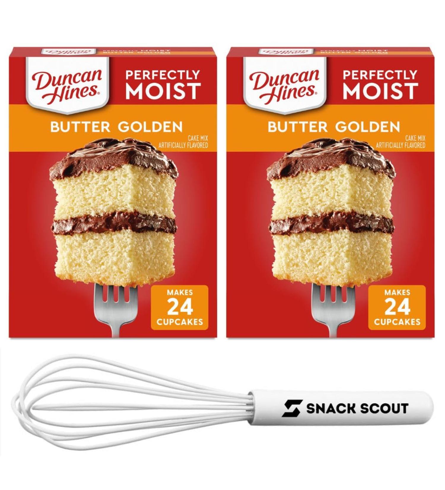 Duncan Hines Perfectly Moist Butter Golden Cake Mix 15.25 oz (Pack of 2) | Bundle With a Snack Scout Whisk - Buy Online on GoSupps.com