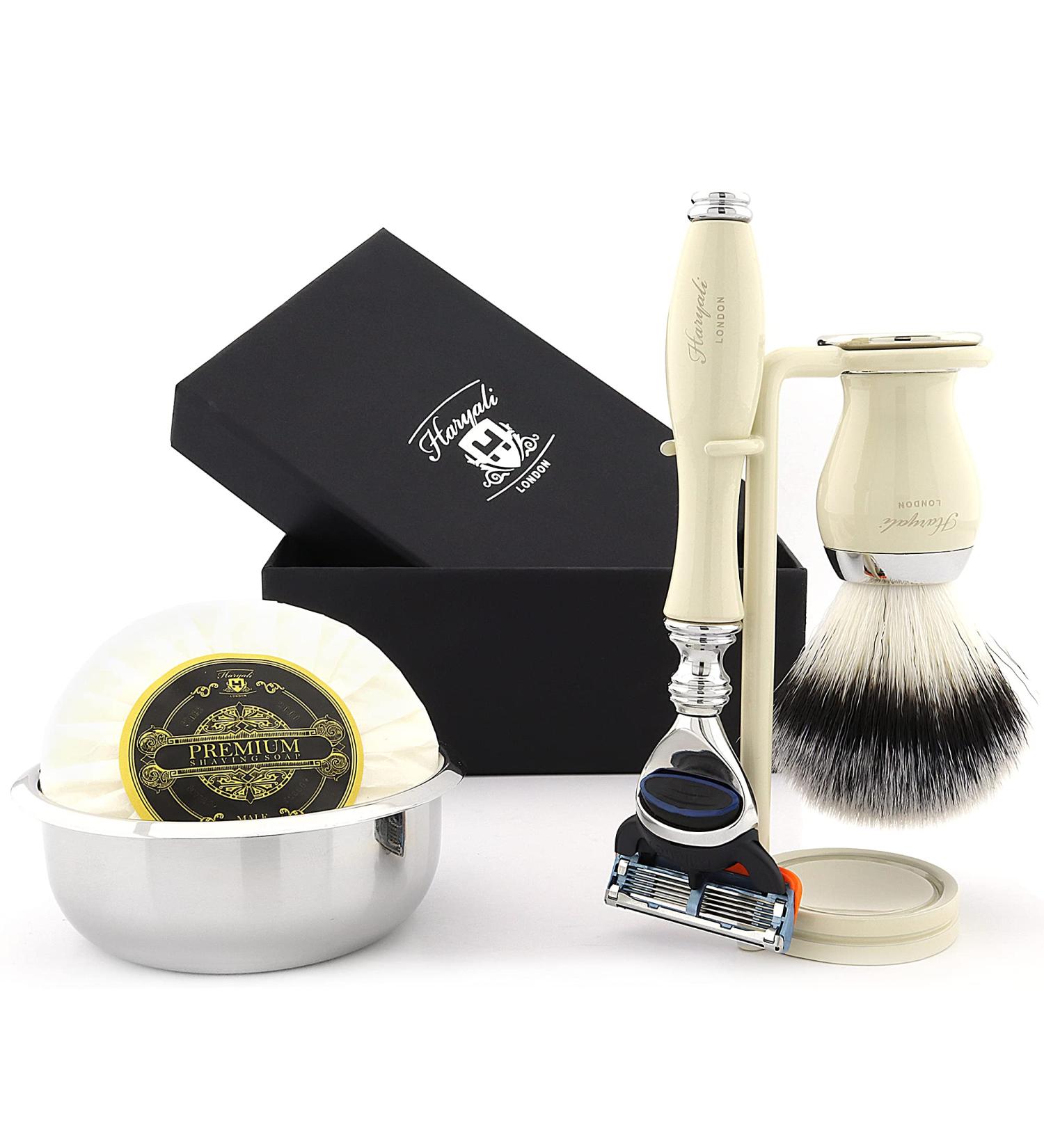 Premium Men's Shaving Set - Badger Hair Silver Tip Brush with Stand & Soap for Ultimate Shaving Experience - Buy Online on GoSupps.com