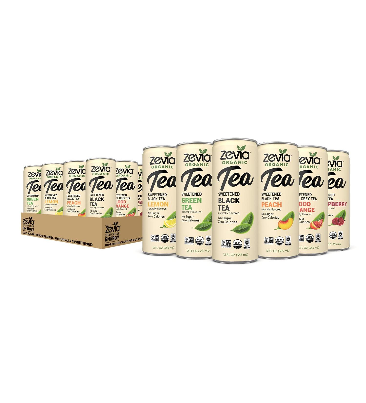 Zevia Organic Sugar Free Iced Tea 12 oz Cans, Tea Time Variety Pack (Pack of 12) - Buy Online on GoSupps.com