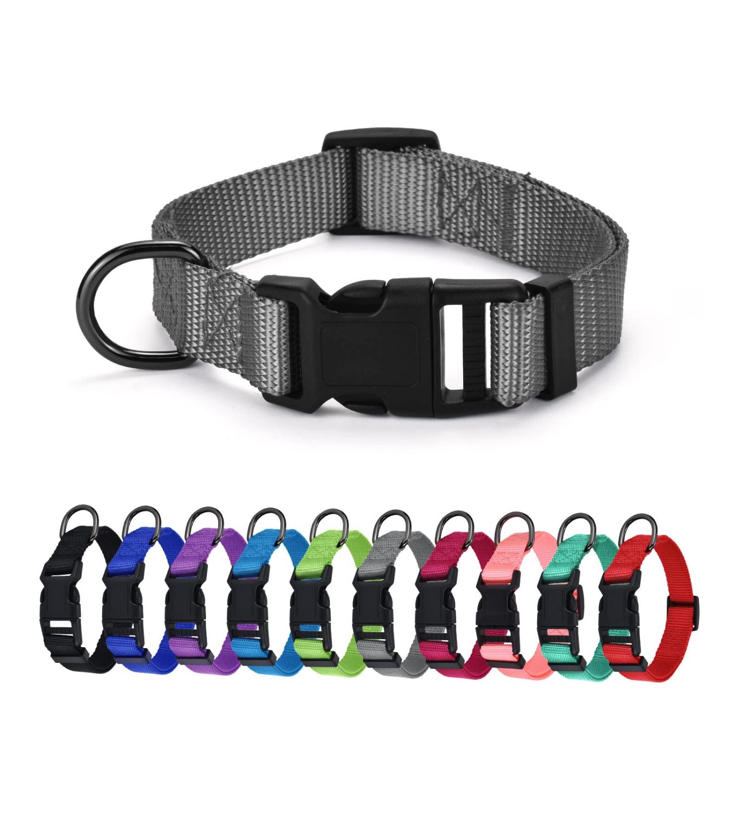 Audwud Thick Nylon Dog Collar - Adjustable Neck Band for Small Medium & Large Dogs - Flint Gray - 4 Sizes Available - Buy Online on GoSupps.com