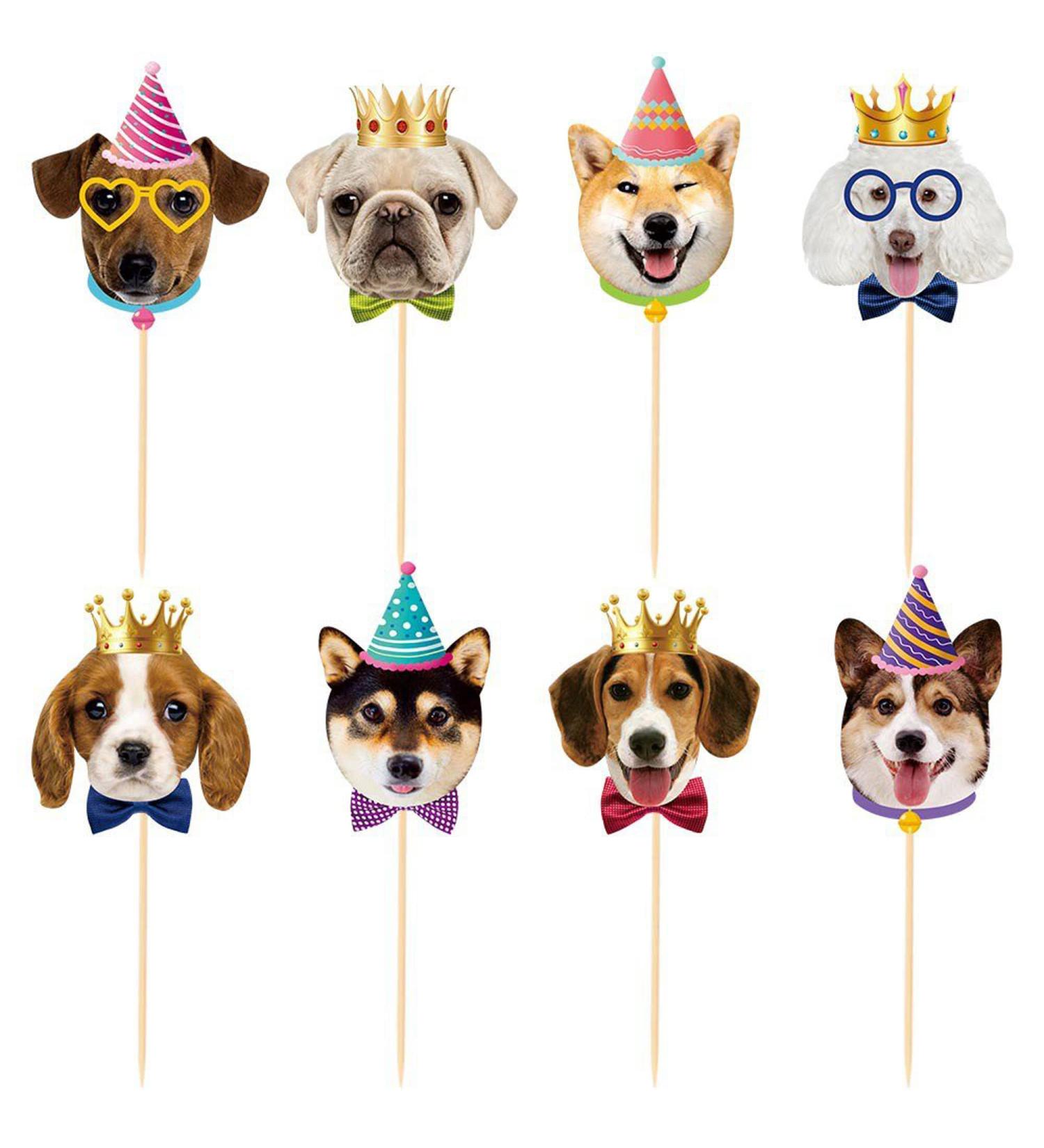 TSJ 24PCS Dog Cupcake Toppers Dogs Face Cake Toppers Puppy Pet Theme Birthday Party Decorations Supplies for Kids Dog Cupcake Topper New - Buy Online on GoSupps.com