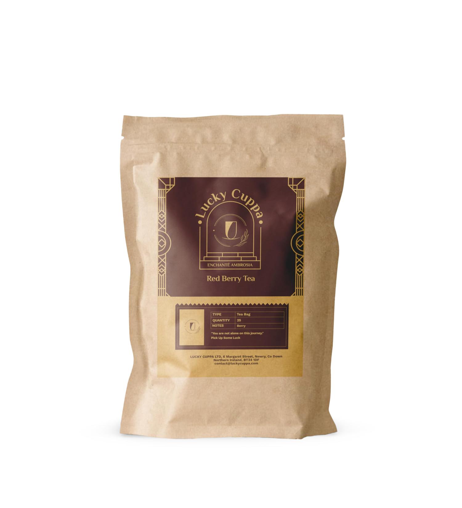 Lucky Cuppa Red Berry Tea - Decaf Loose Leaf Tea - Perfect Tea Gifts for Red Berry Tea Lovers - Decaf Tea Bags Individually Wrapped - 25 Tea Bags - Buy Online on GoSupps.com