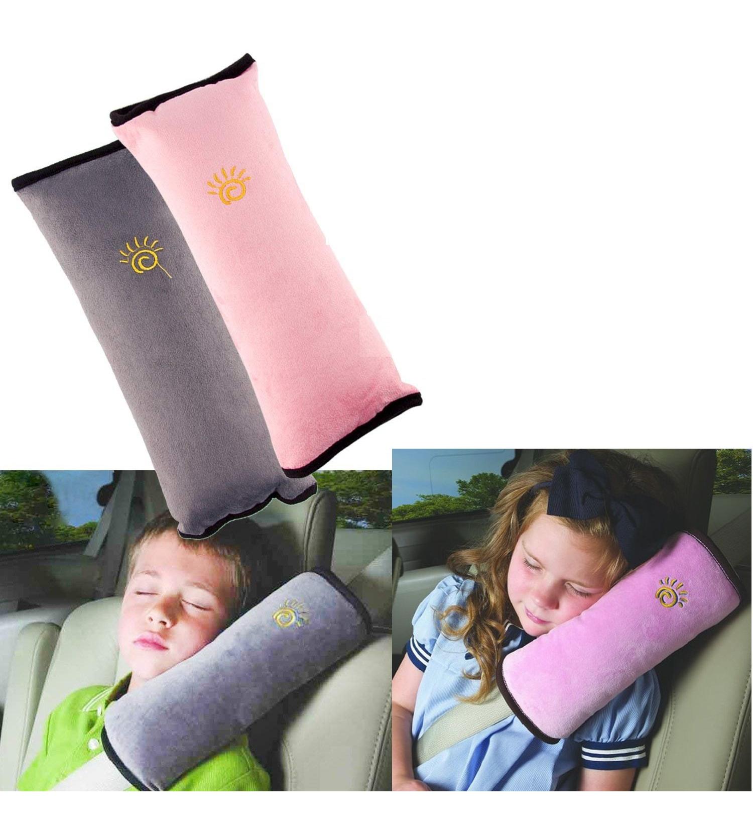 2-Pack Belt Cushion Sleeping Pillows for Kids Neck Support Car Seat Belt Pillows (Gray & Pink) - Ideal Shoulder Protection - Buy Online on GoSupps.com