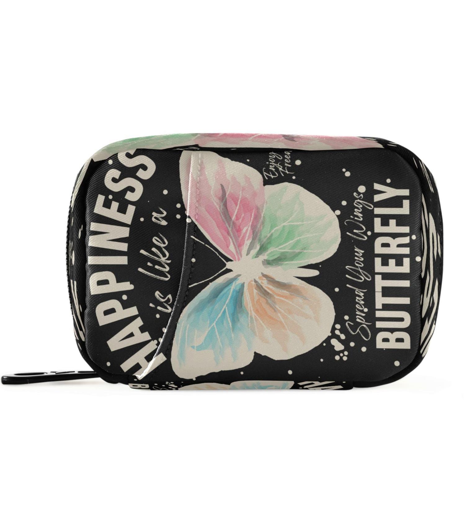 Buy Pfrewn 7-Day Watercolor Butterfly Pill Organizer - Vintage Travel Vitamin & Medicine Holder | Portable Zipper Pouch - Buy Online on GoSupps.com