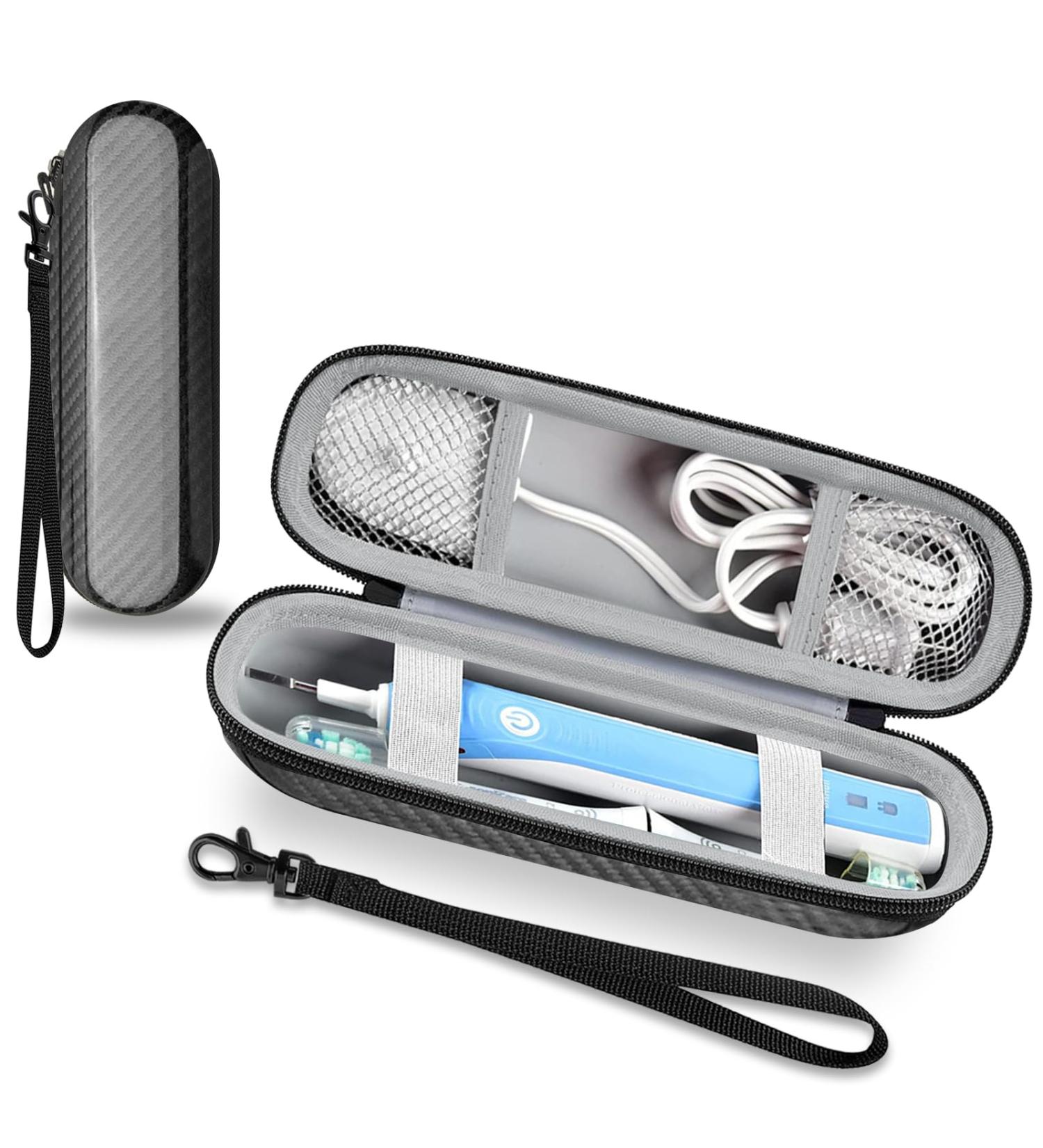 Travel Electric Toothbrush Case - Portable Hard Shell Holder with Accessories Storage - Buy Online on GoSupps.com